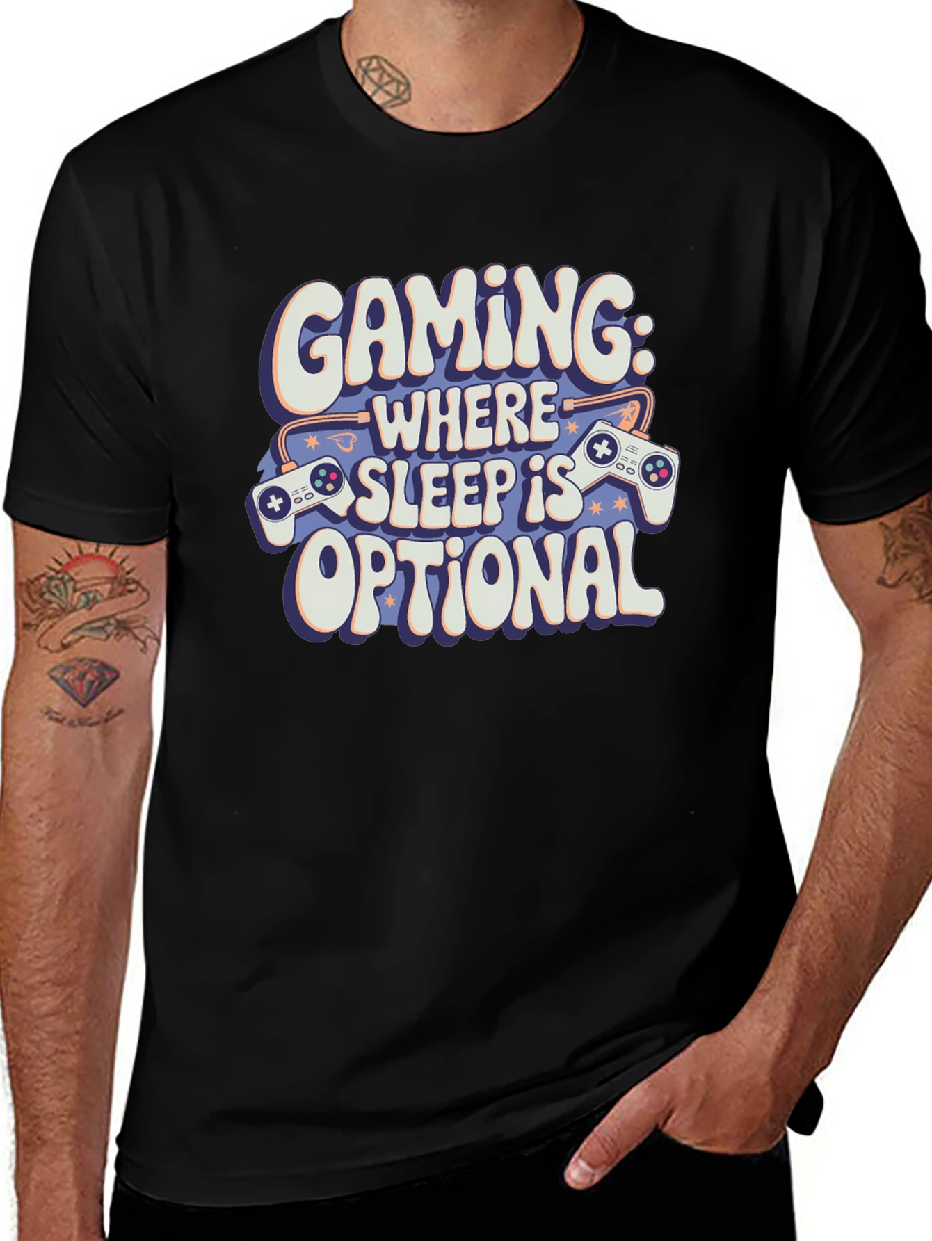 Gaming: Where Sleep Is Optional Black T-Shirt