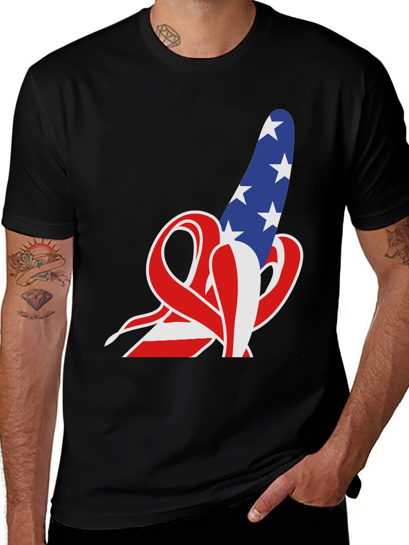 American Flag Rude Finger Gesture T-Shirt