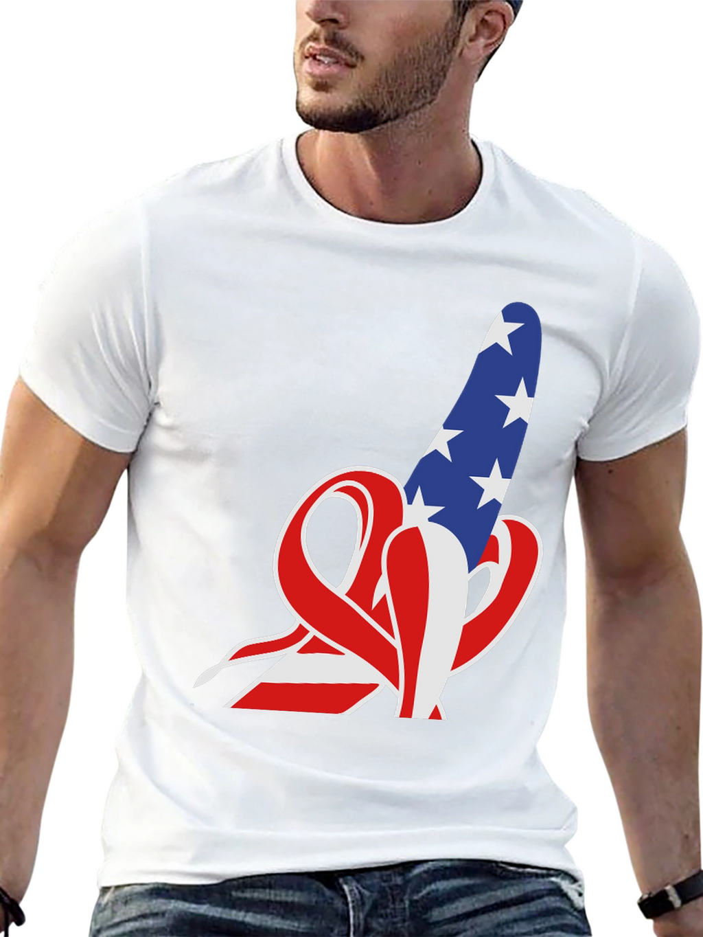 American Flag Rude Finger Gesture T-Shirt