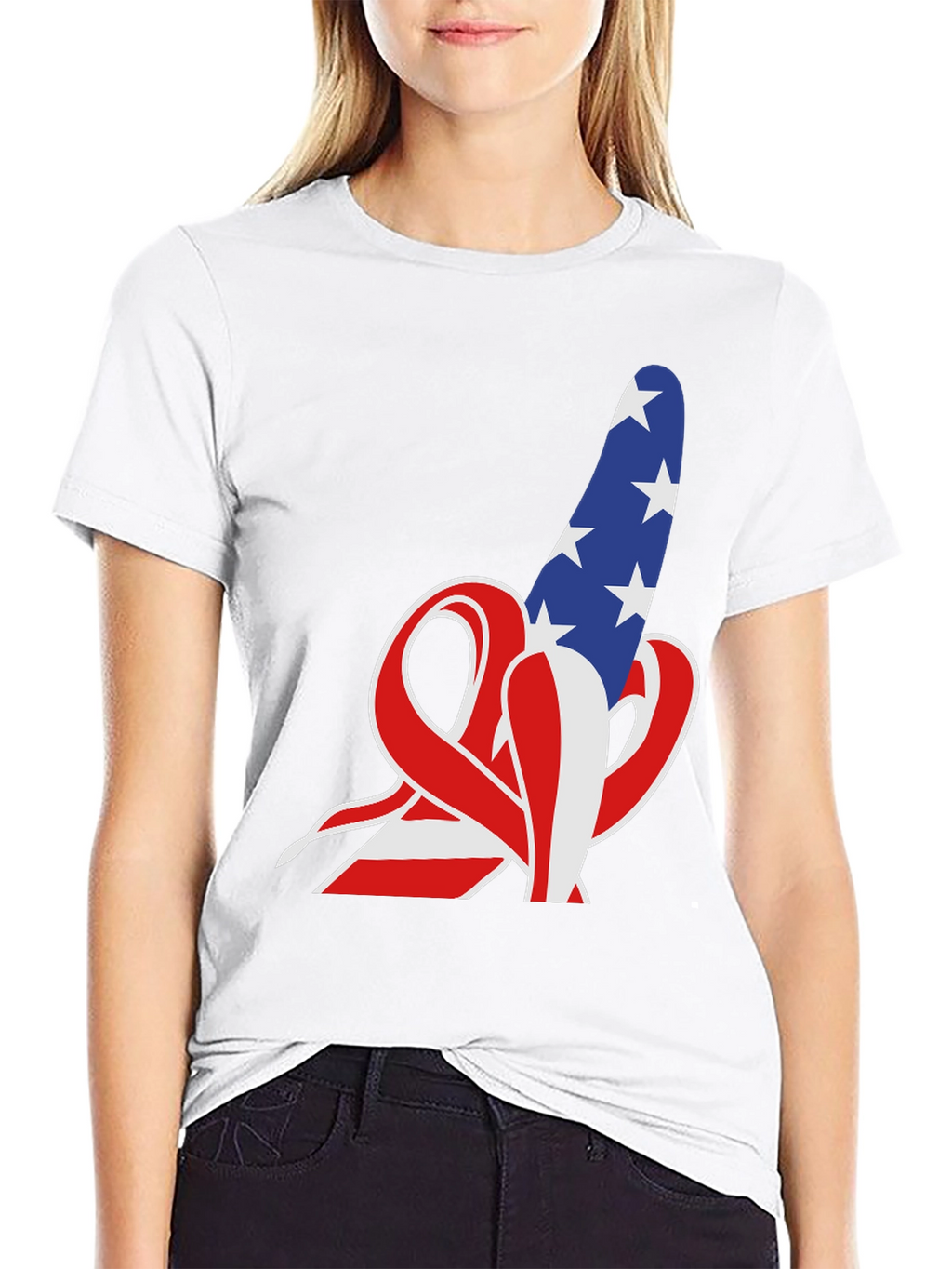 American Flag Rude Finger Gesture T-Shirt