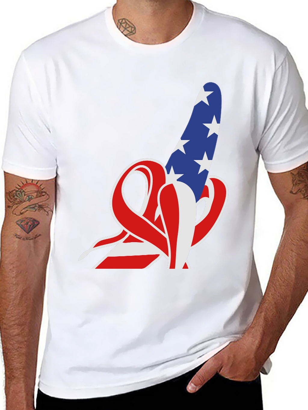 American Flag Rude Finger Gesture T-Shirt