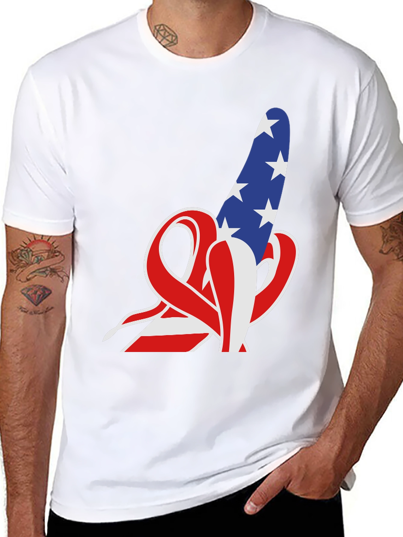 American Flag Rude Finger Gesture T-Shirt