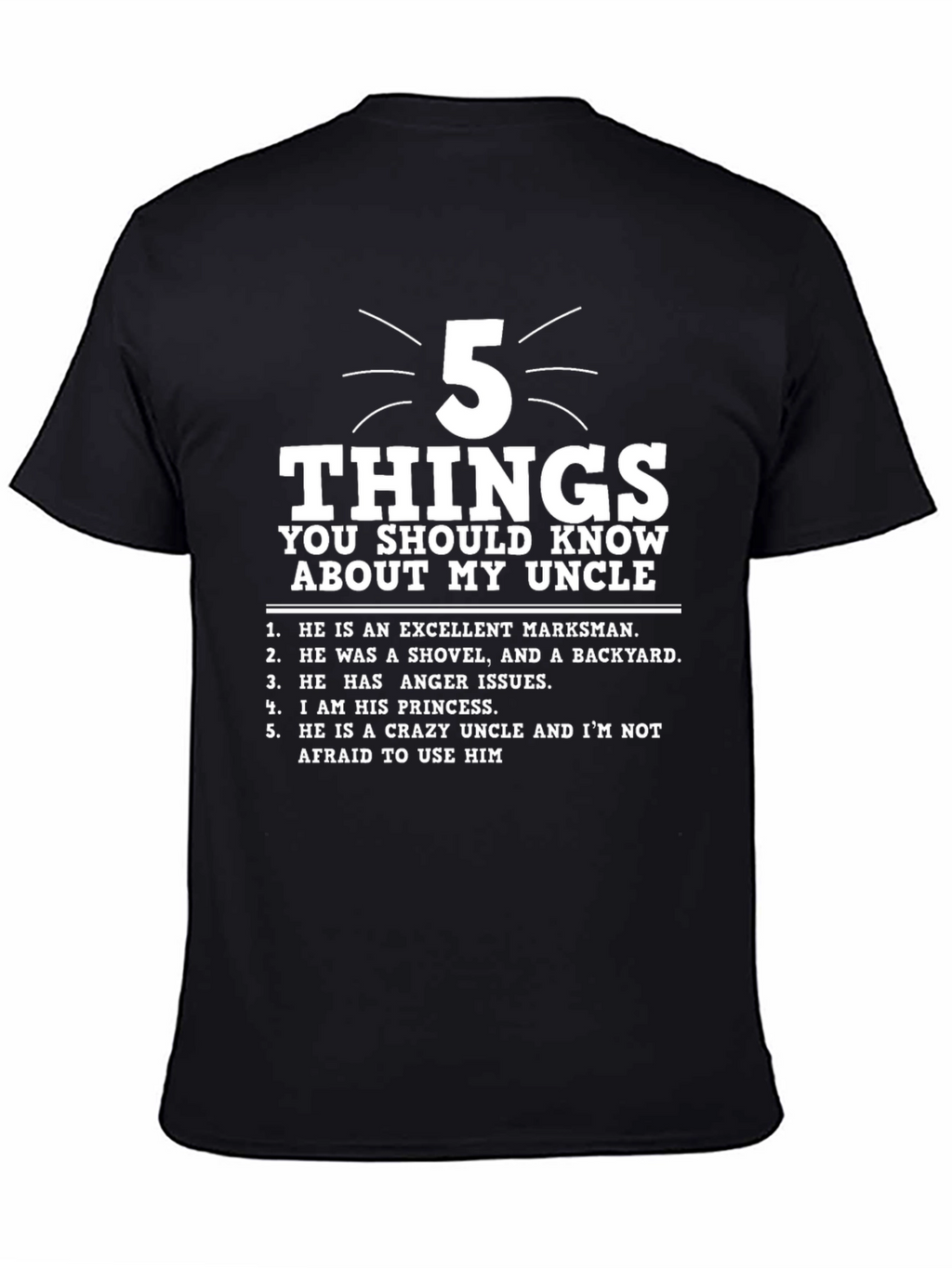 5 Things About My Uncle T-Shirt - Novelty Gift