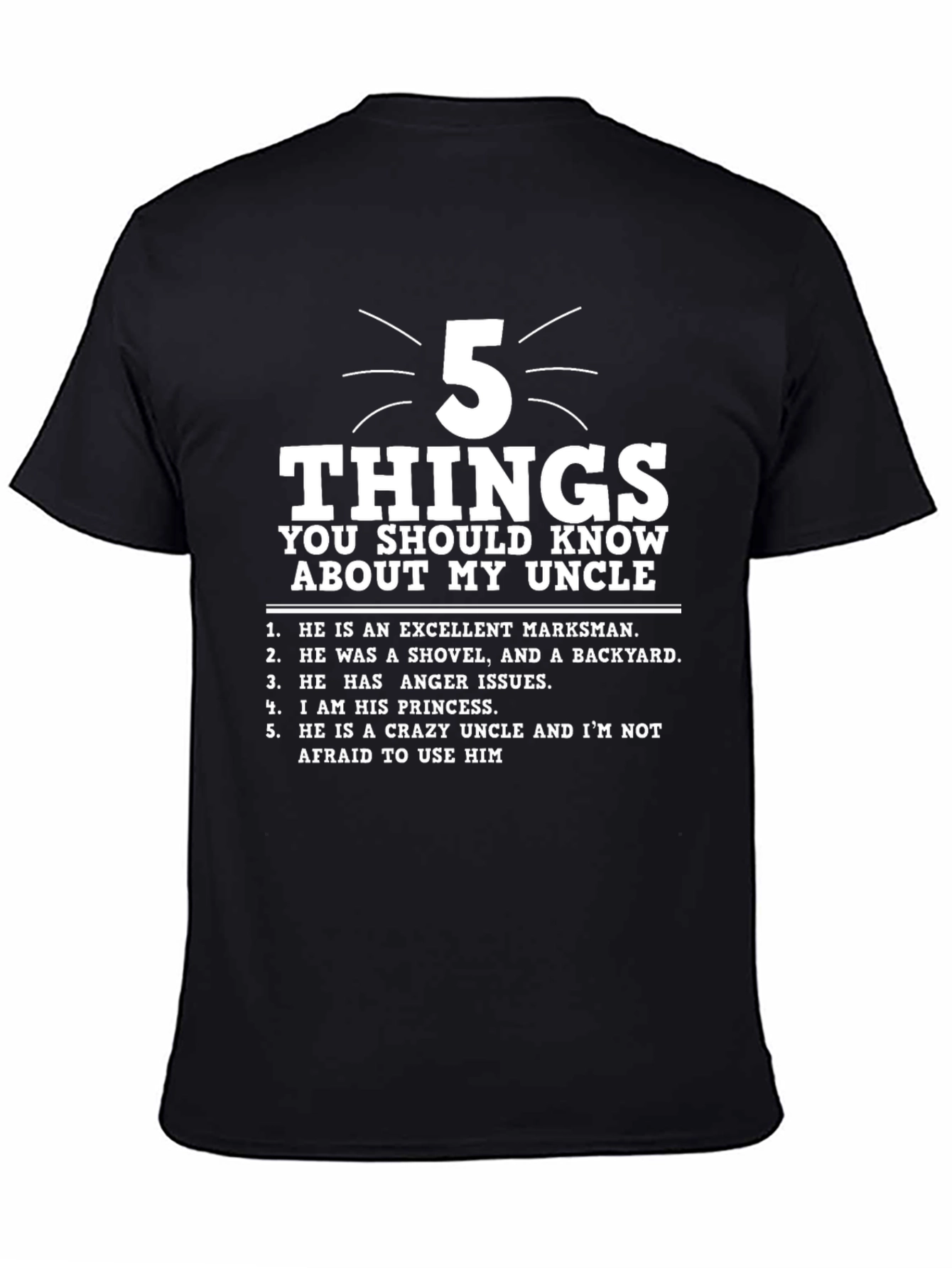 5 Things About My Uncle T-Shirt - Novelty Gift