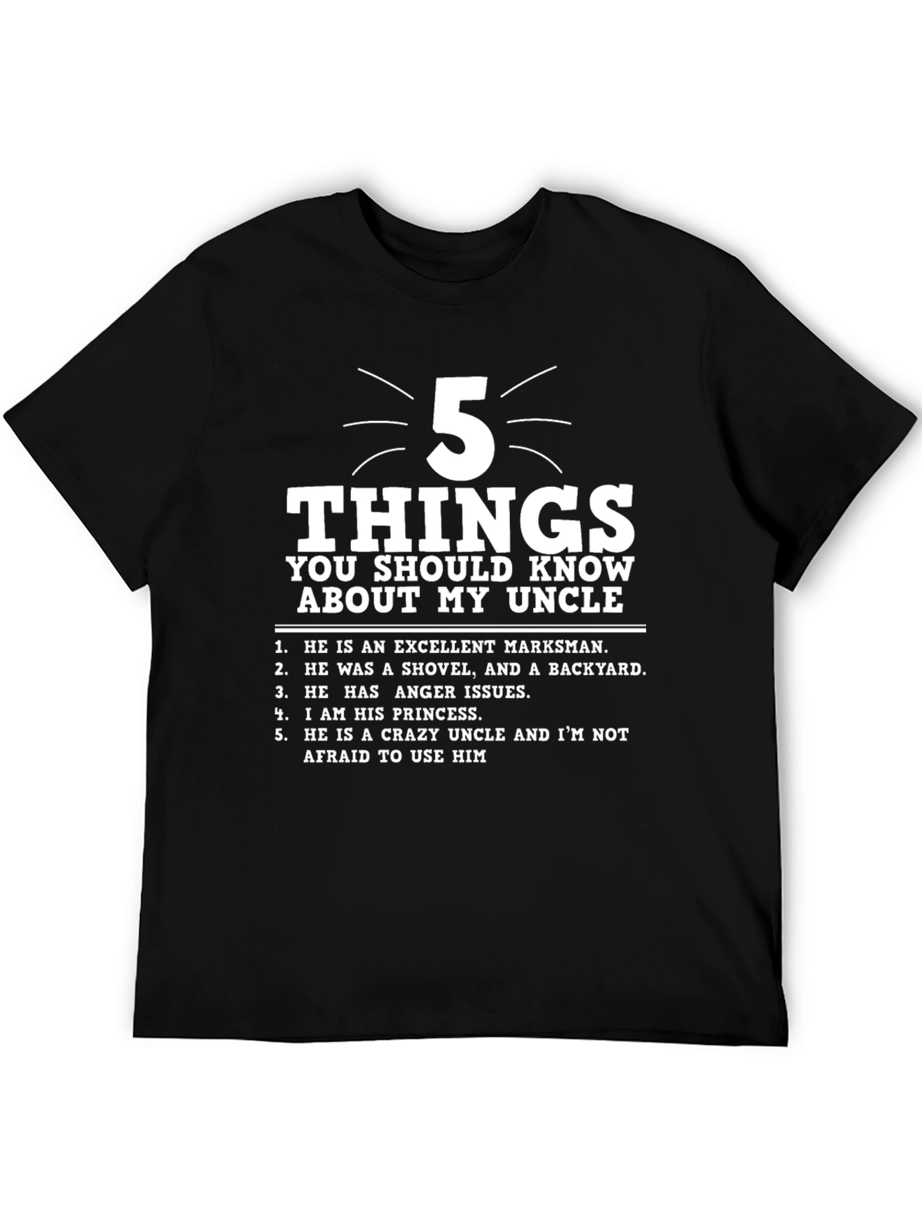 5 Things About My Uncle T-Shirt - Novelty Gift
