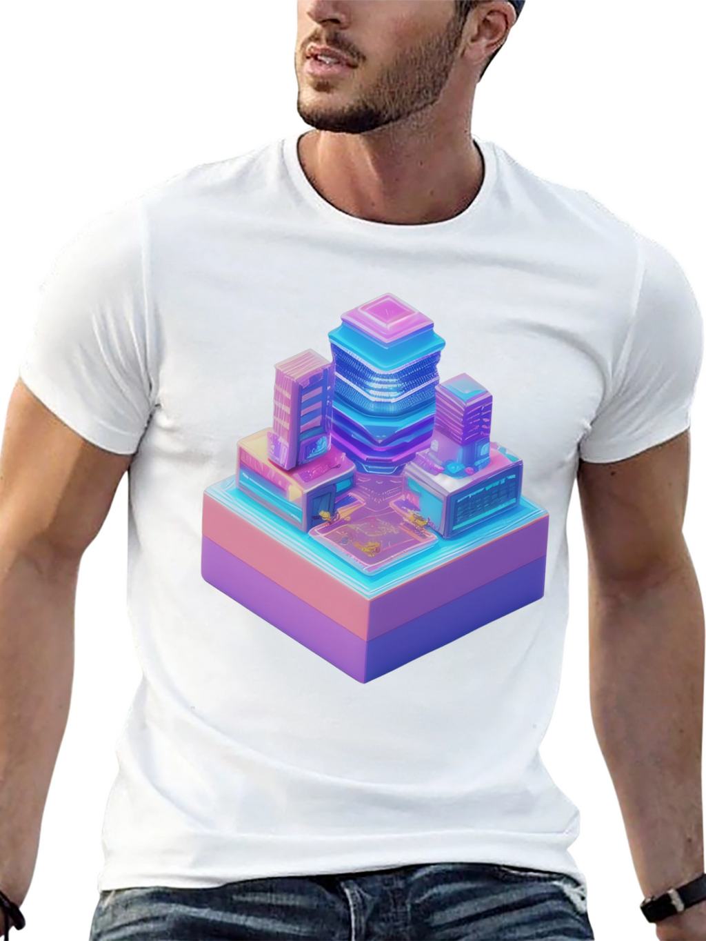 Retro Pixel Cityscape T-Shirt