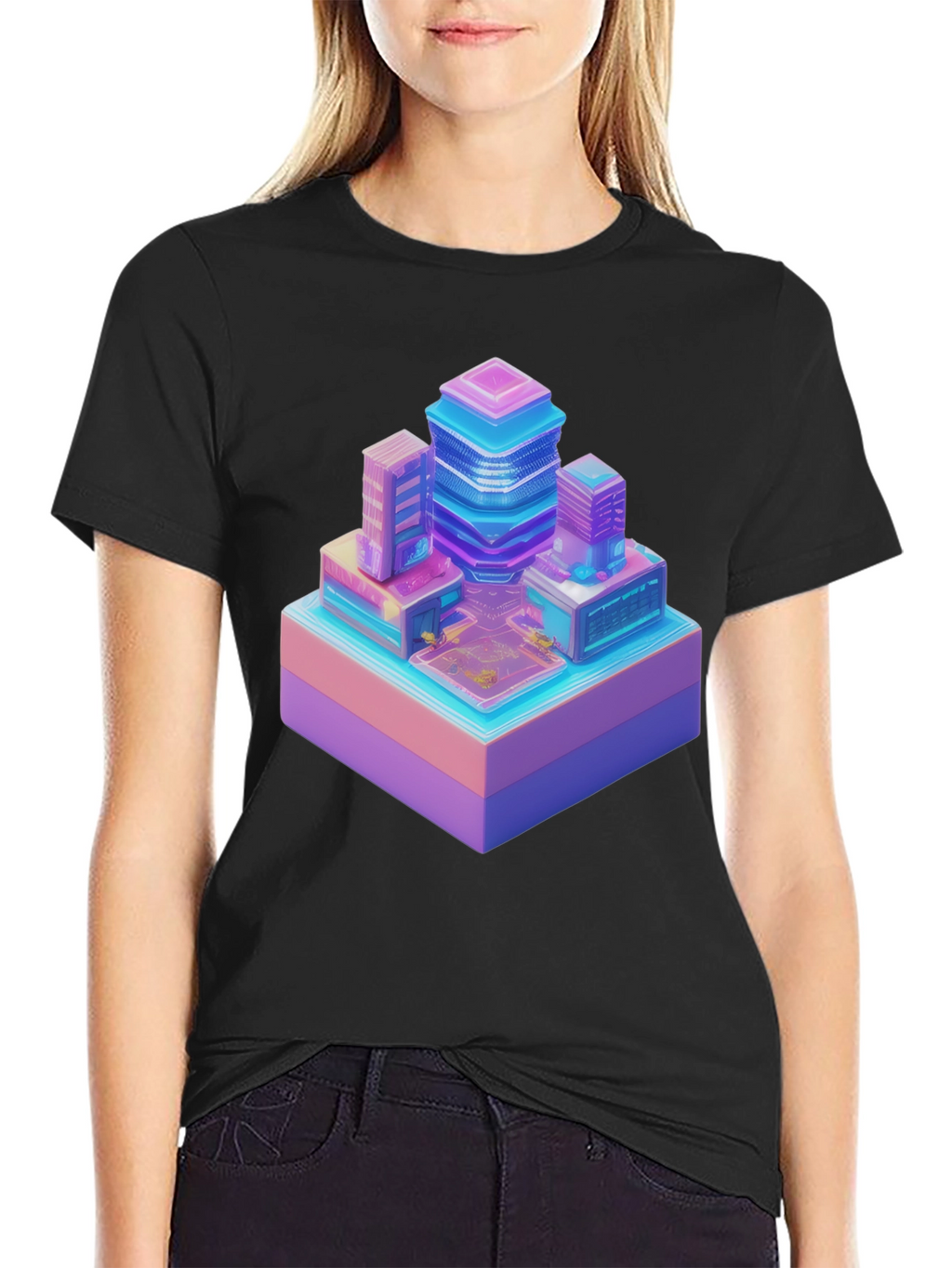 Retro Pixel Cityscape T-Shirt