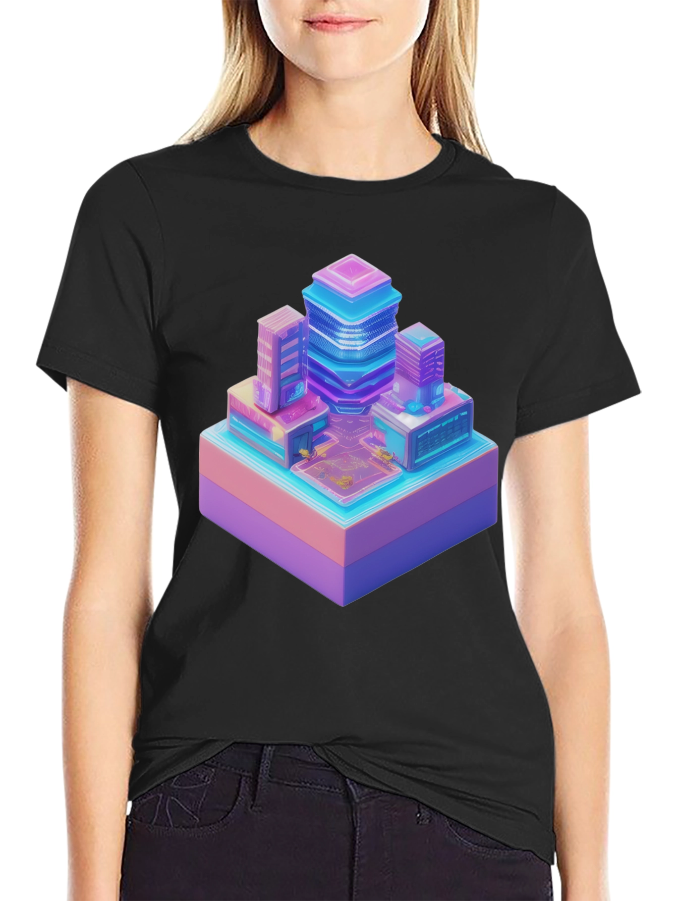 Retro Pixel Cityscape T-Shirt