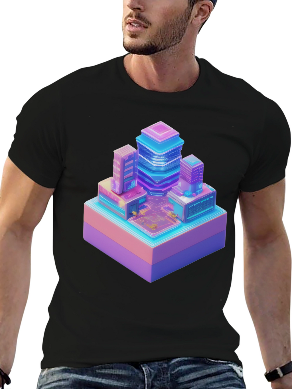 Retro Pixel Cityscape T-Shirt