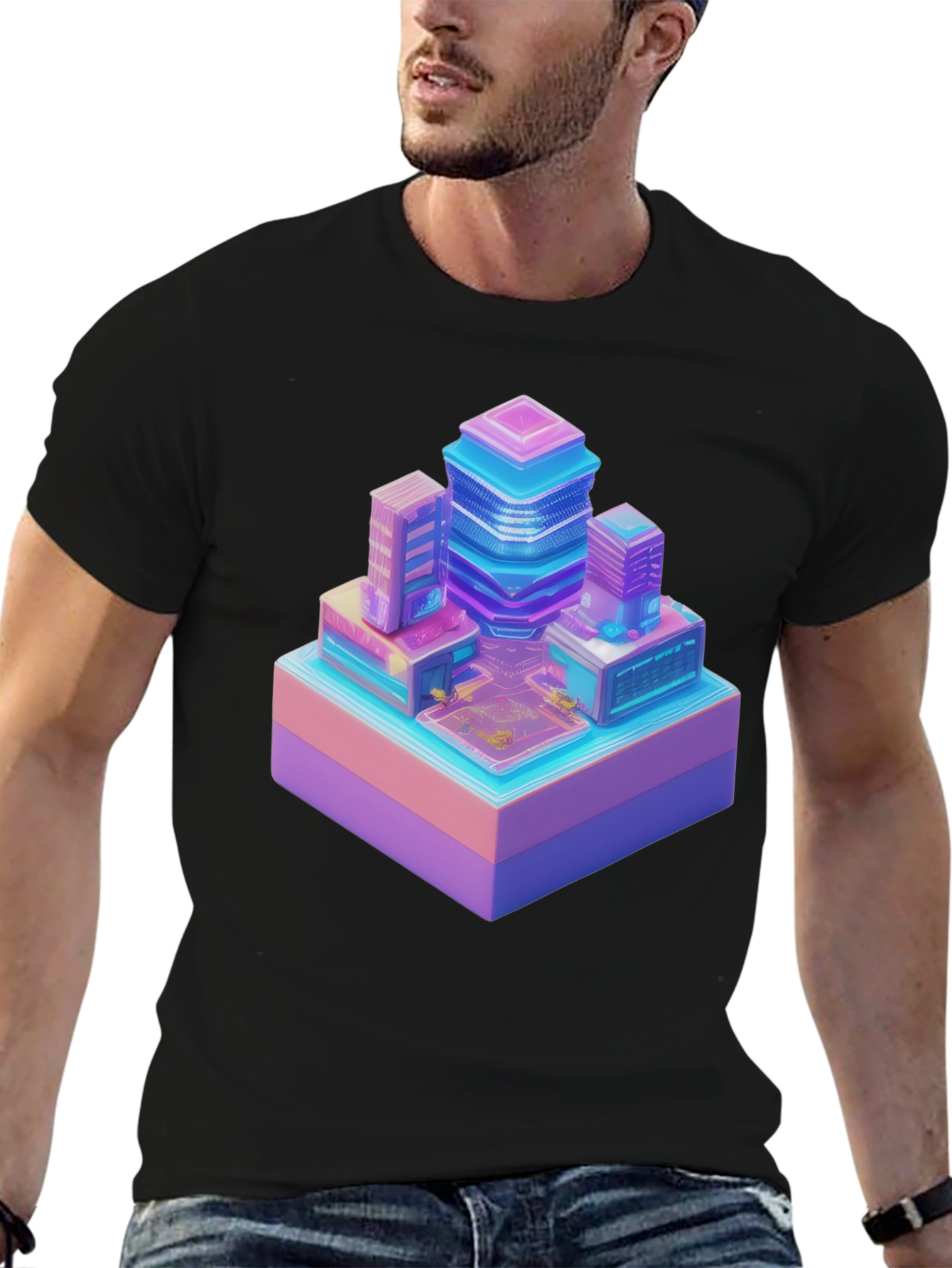 Retro Pixel Cityscape T-Shirt