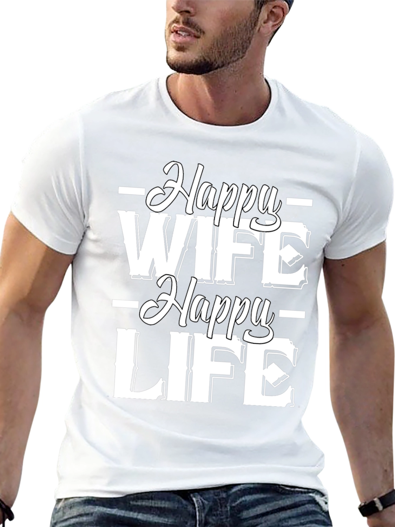 Happy Wife Happy Life Black Graphic Tee