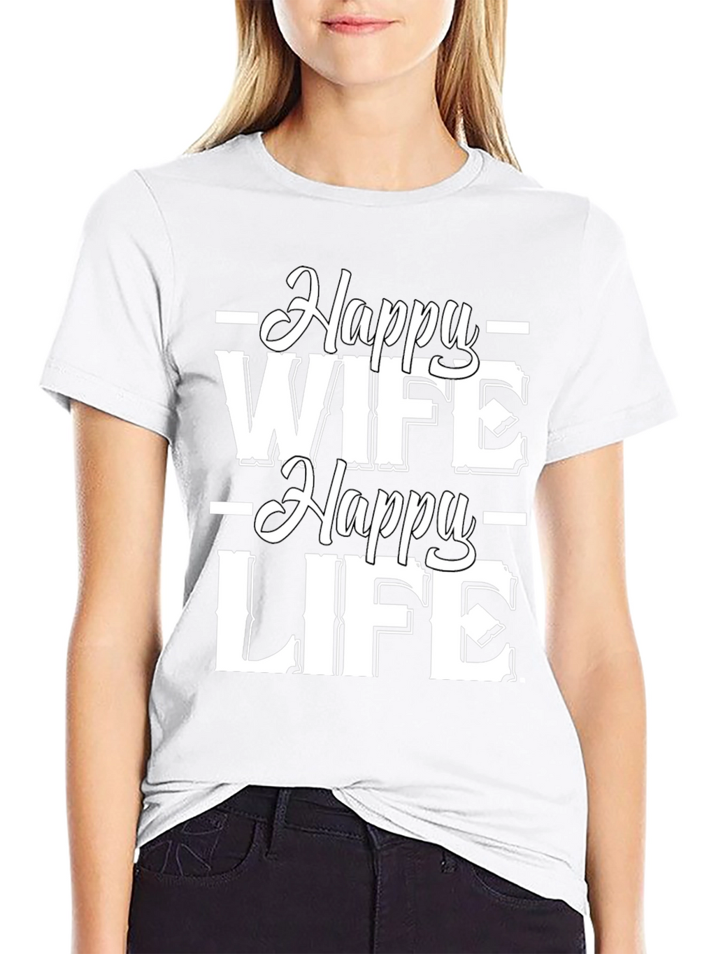 Happy Wife Happy Life Black Graphic Tee