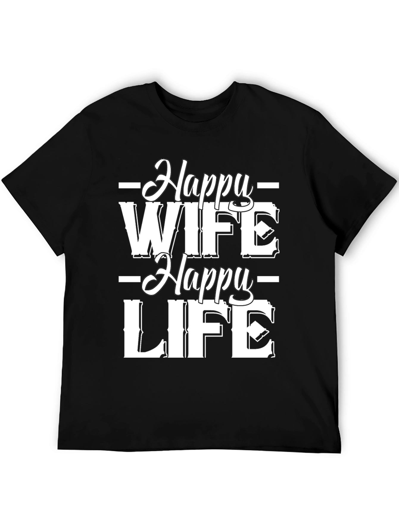 Happy Wife Happy Life Black Graphic Tee