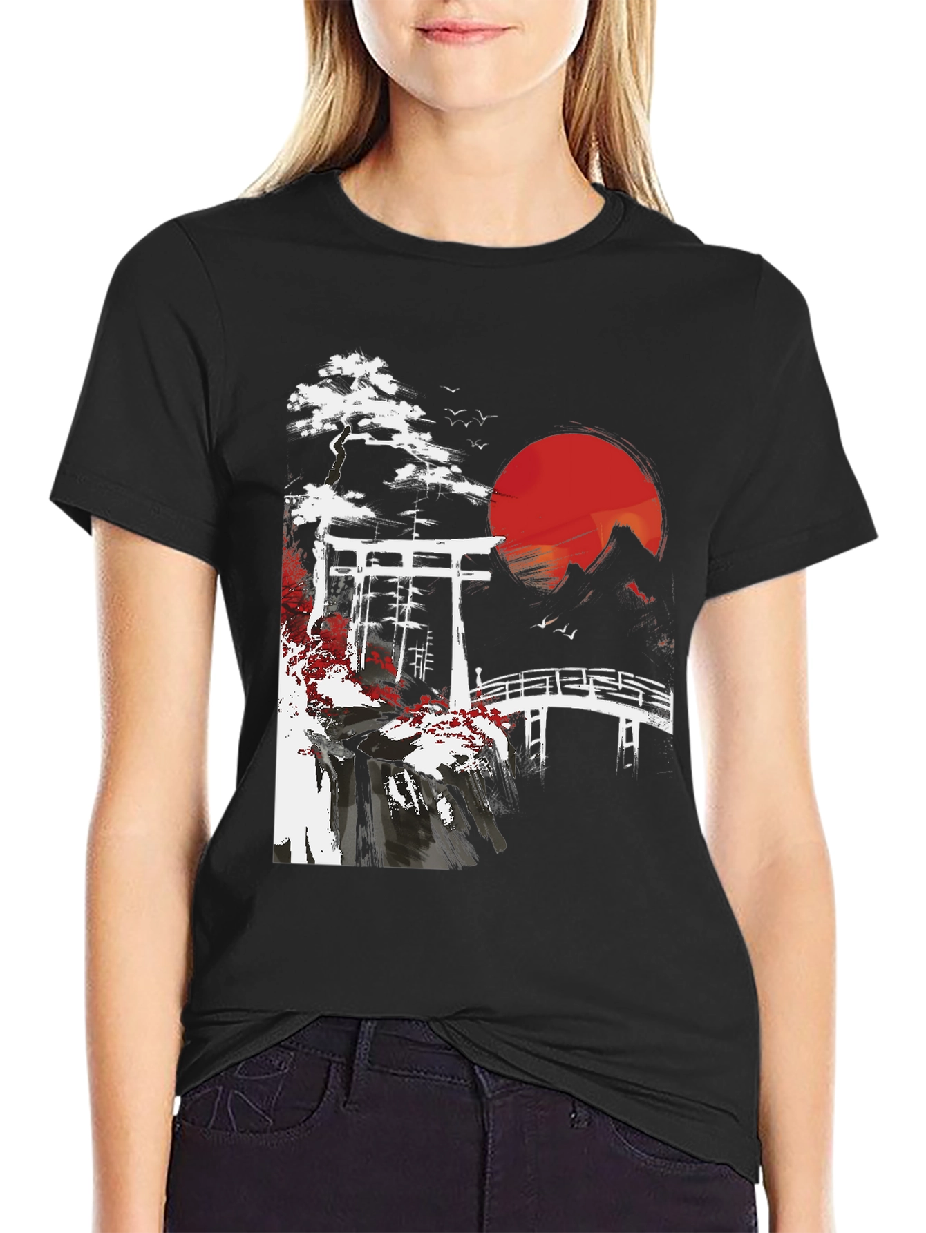 Japanese Landscape Graphic Tee - Black