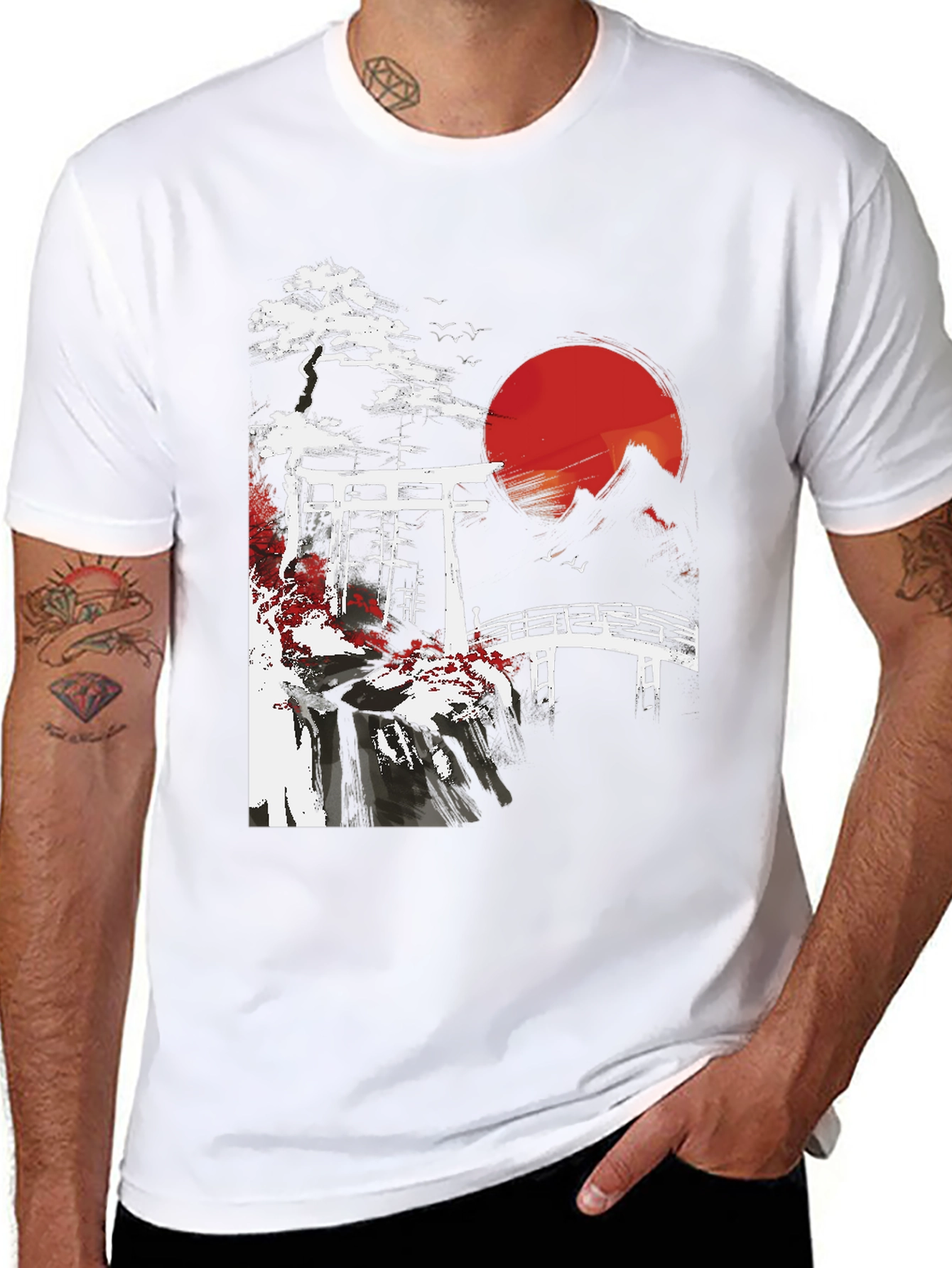 Japanese Landscape Graphic Tee - Black