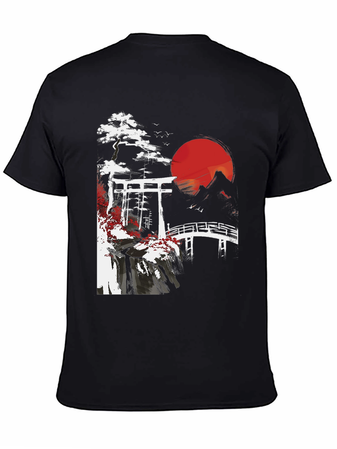 Japanese Landscape Graphic Tee - Black