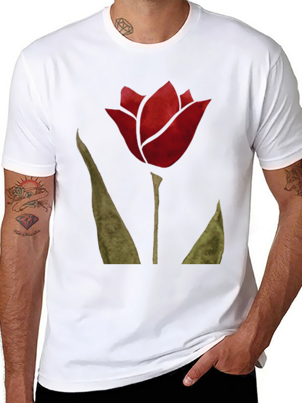 Red Tulip Graphic T-Shirt - Nature Inspired Mens Tee