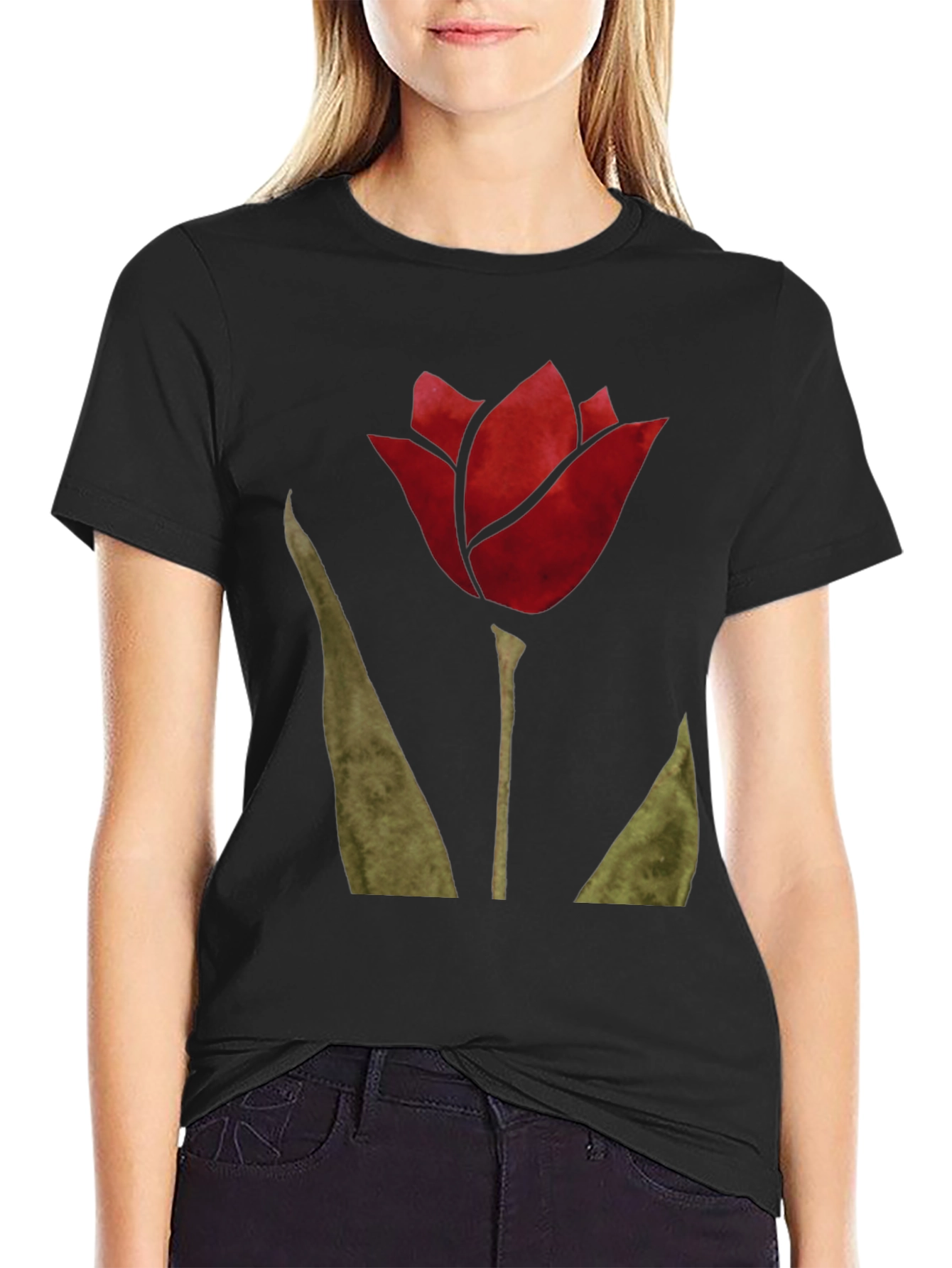 Red Tulip Graphic T-Shirt - Nature Inspired Mens Tee