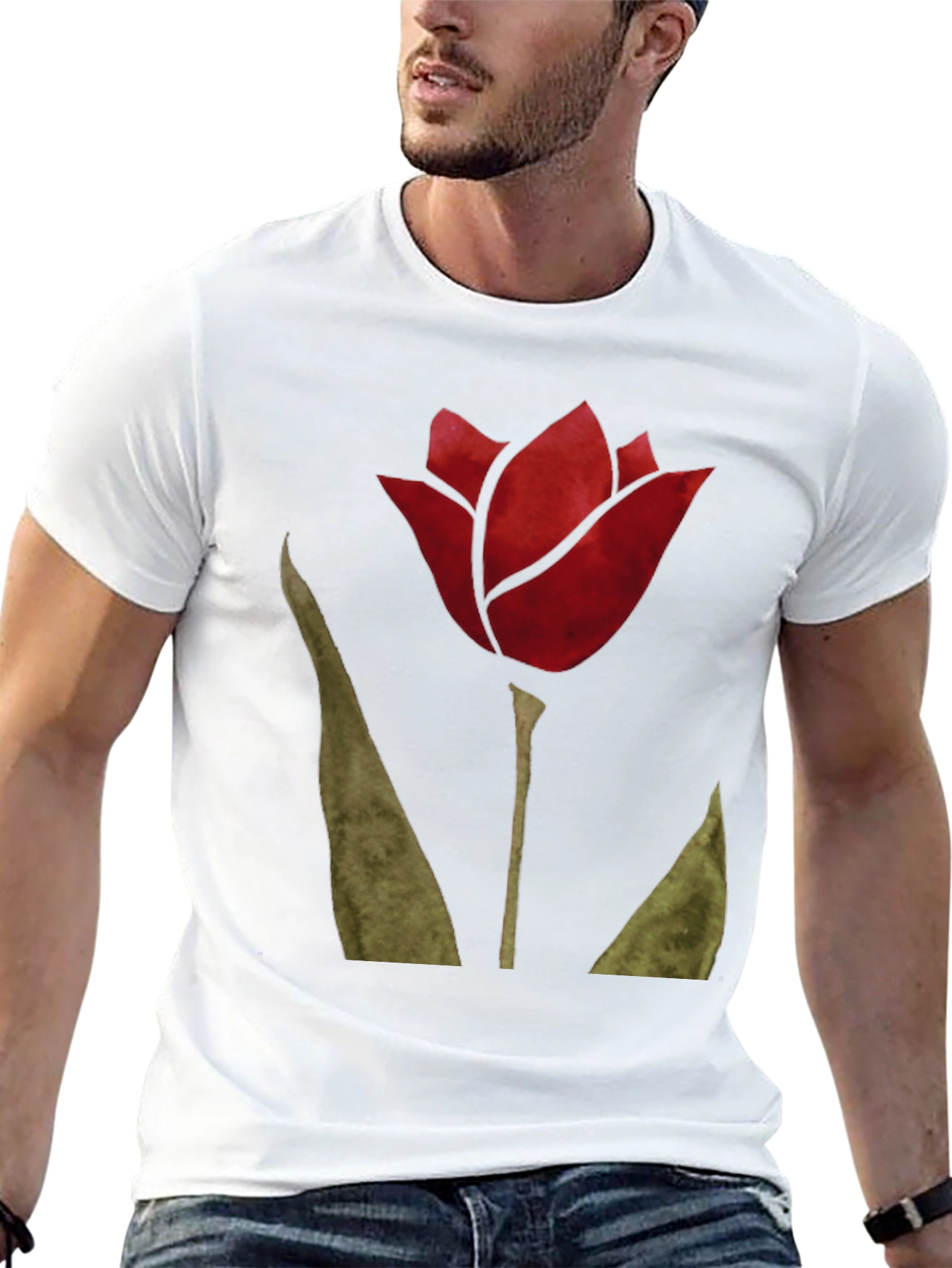 Red Tulip Graphic T-Shirt - Nature Inspired Mens Tee