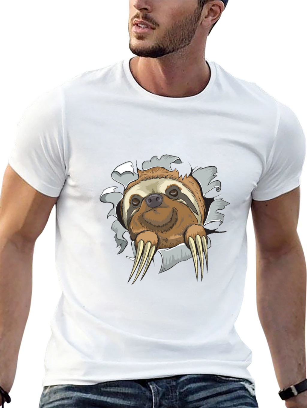 Sloth Graphic Tee - Mens Novelty Crewneck