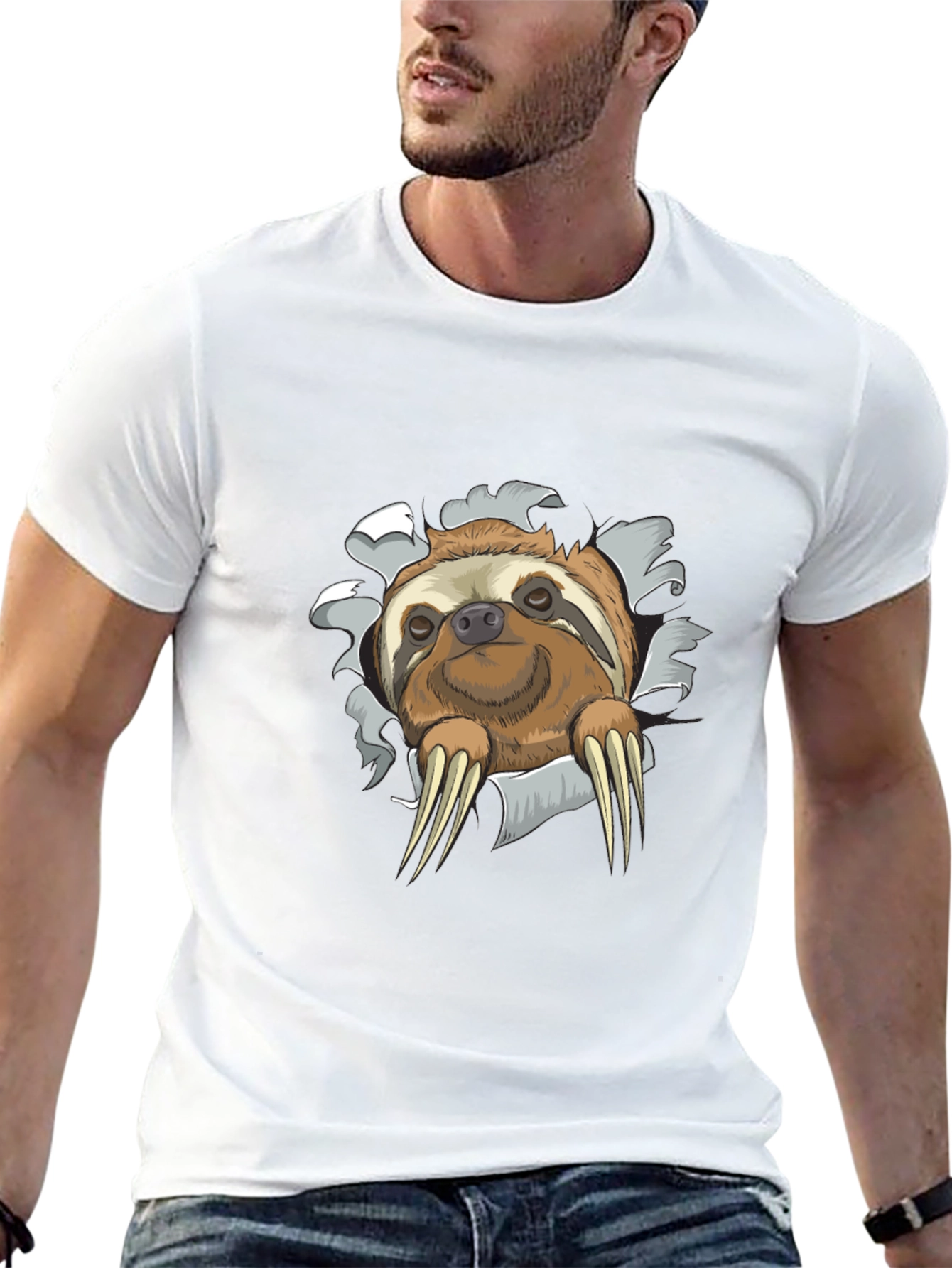 Sloth Graphic Tee - Mens Novelty Crewneck