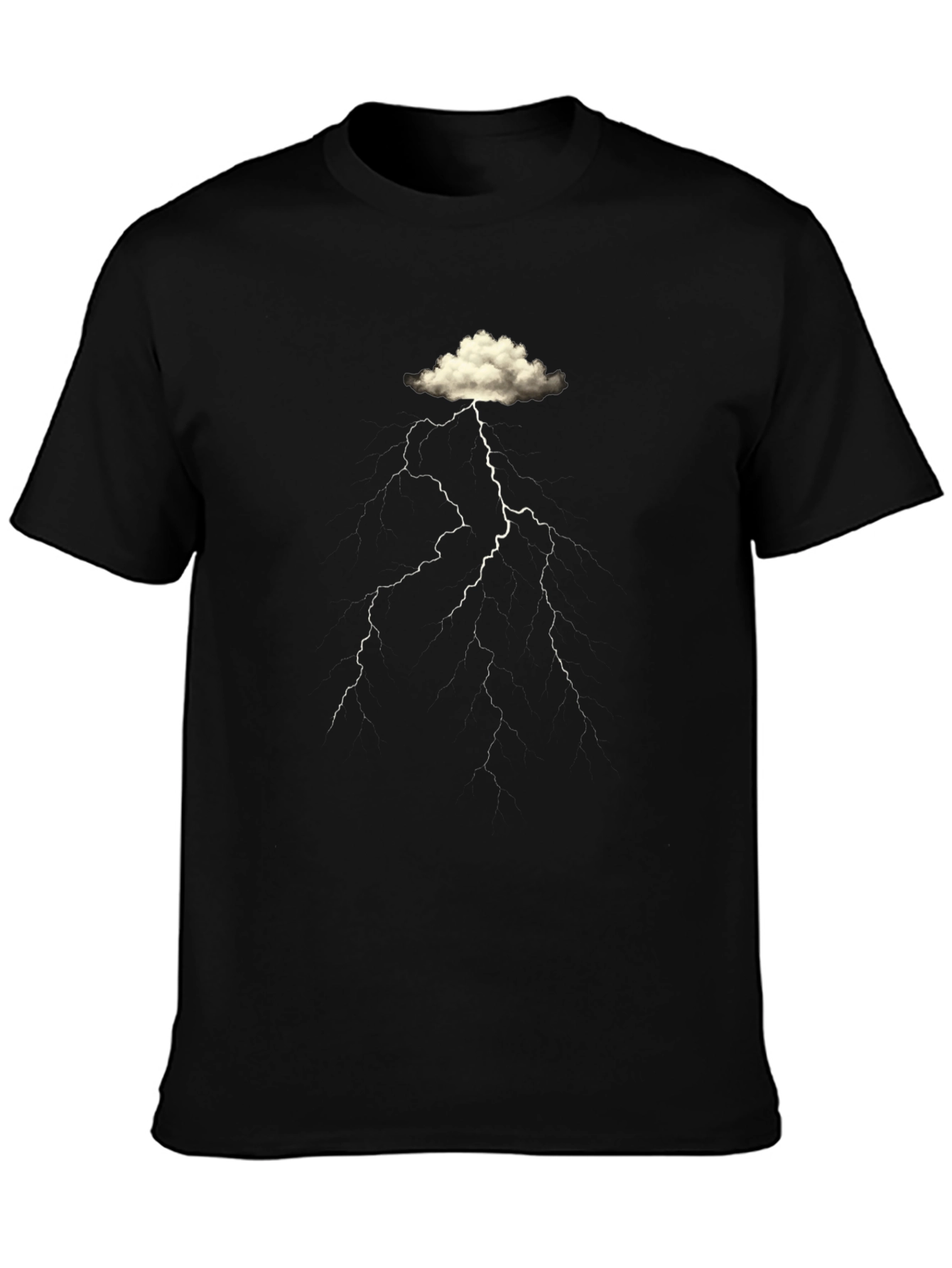Cloud Lightning Graphic Black T-Shirt
