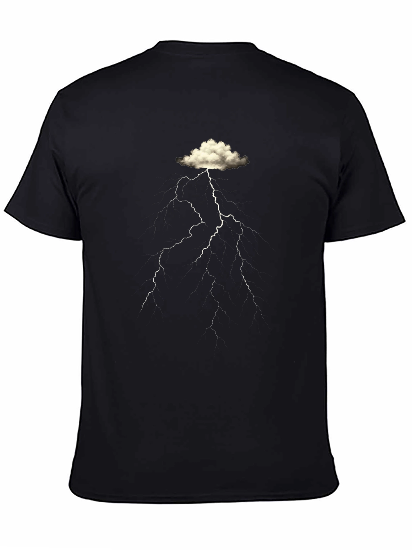 Cloud Lightning Graphic Black T-Shirt