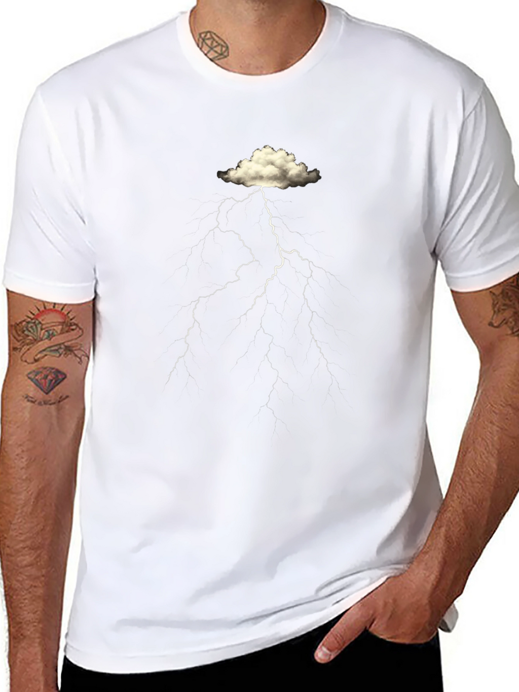 Cloud Lightning Graphic Black T-Shirt