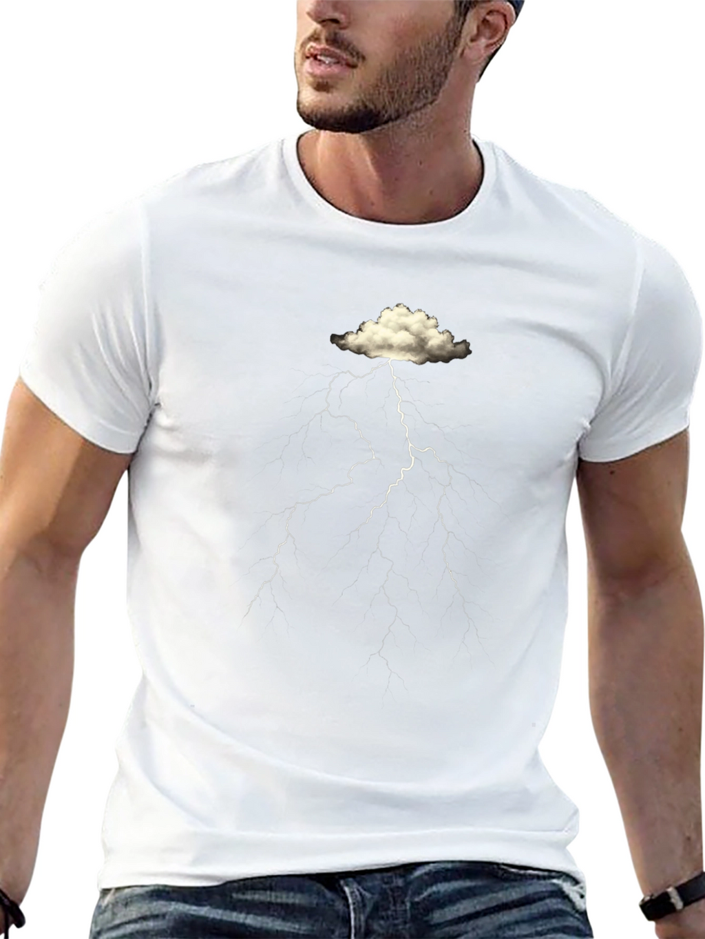 Cloud Lightning Graphic Black T-Shirt