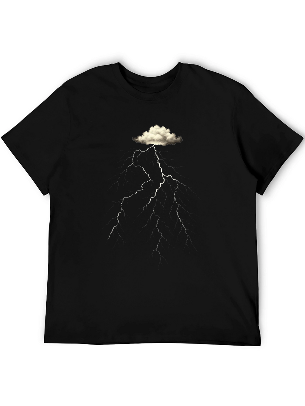 Cloud Lightning Graphic Black T-Shirt