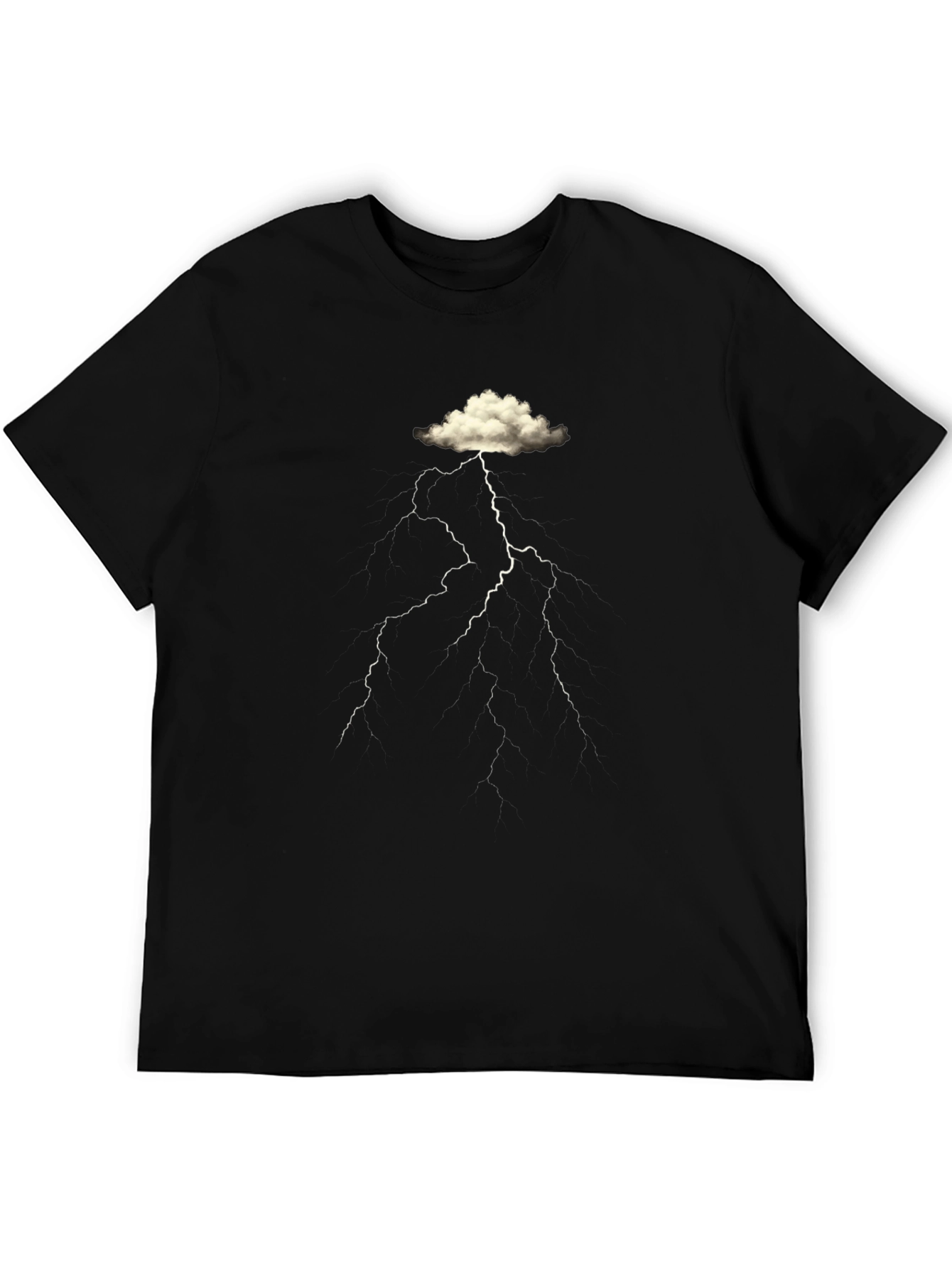Cloud Lightning Graphic Black T-Shirt