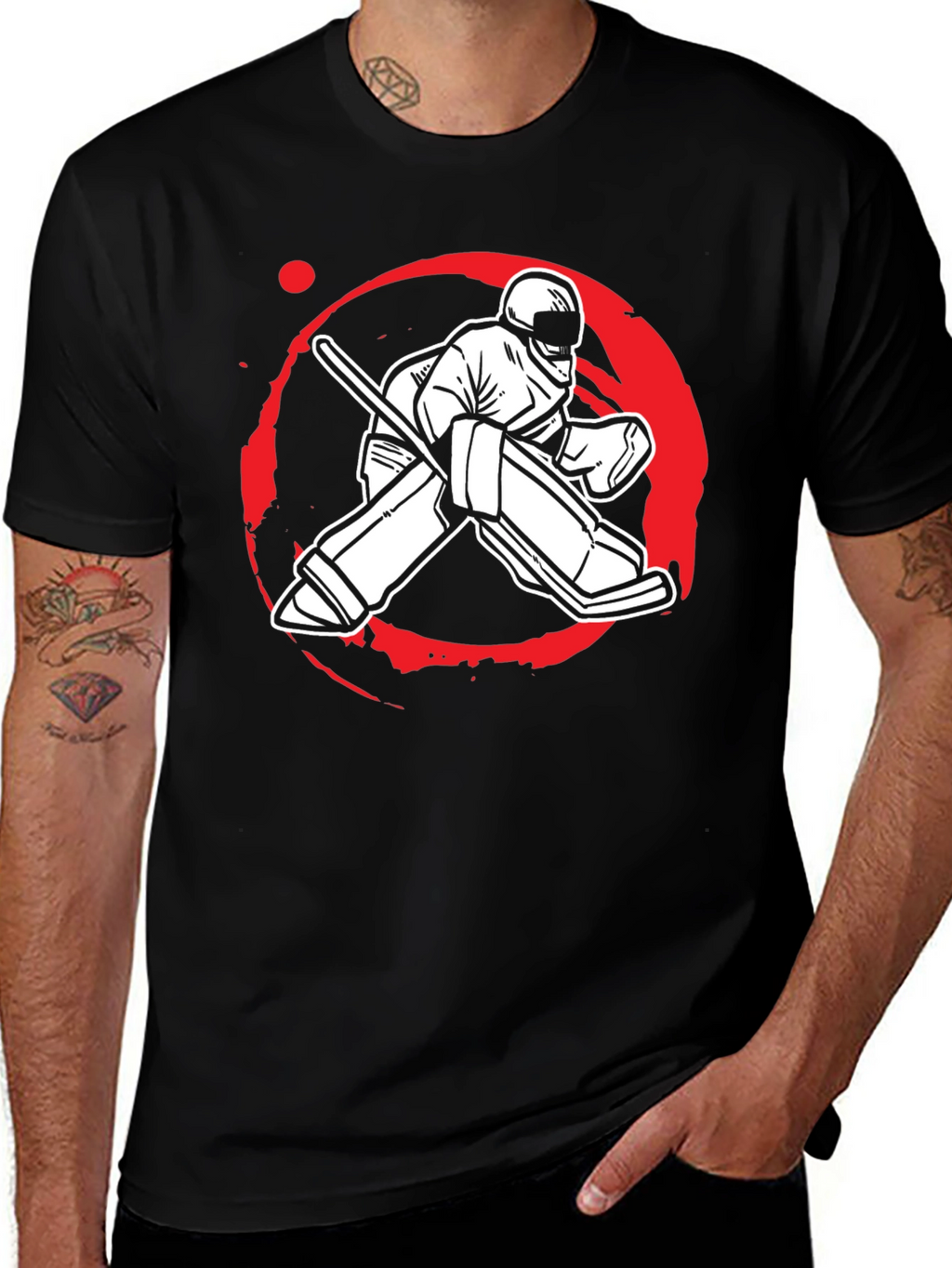 Hockey Goalie Graphic Tee - Black