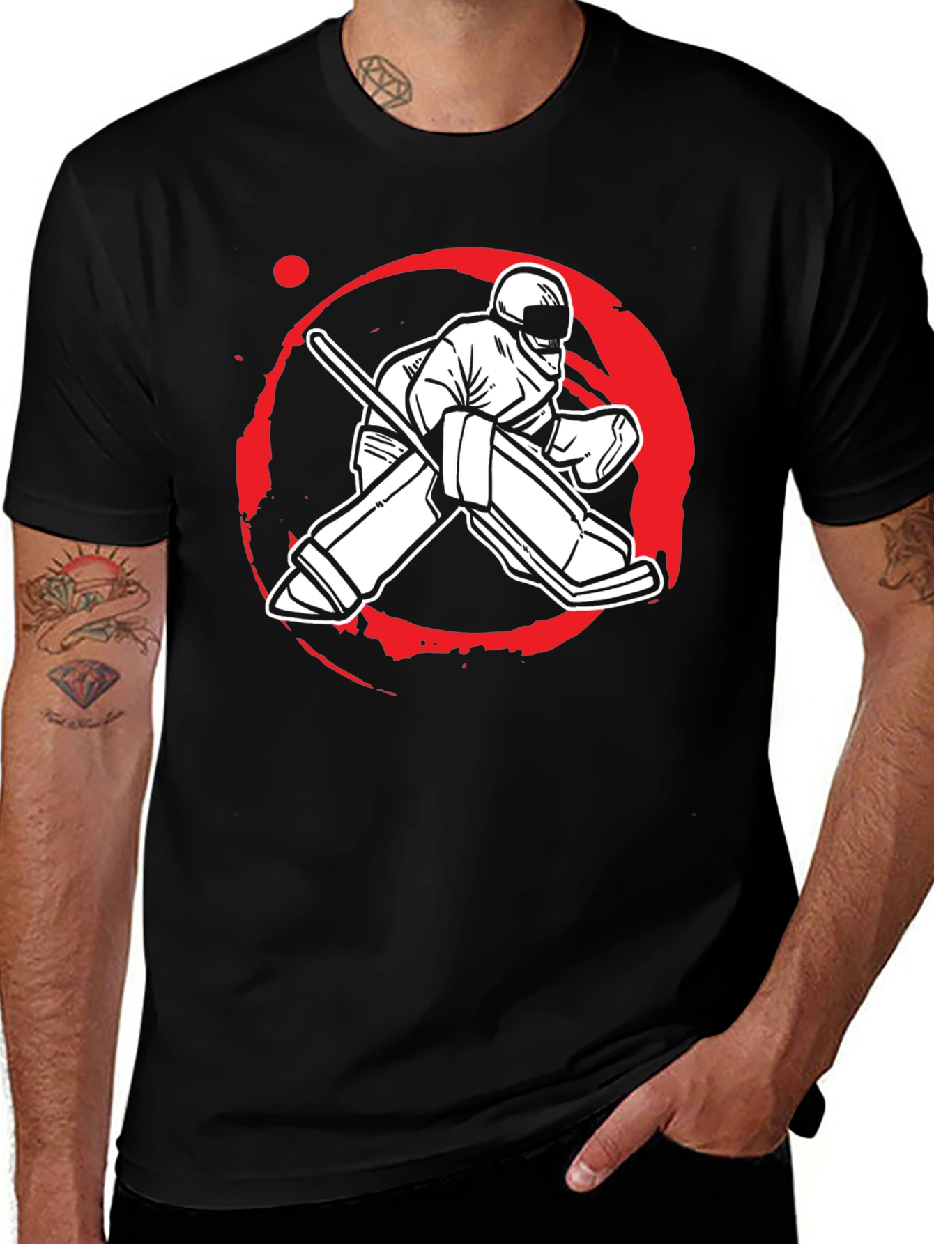 Hockey Goalie Graphic Tee - Black