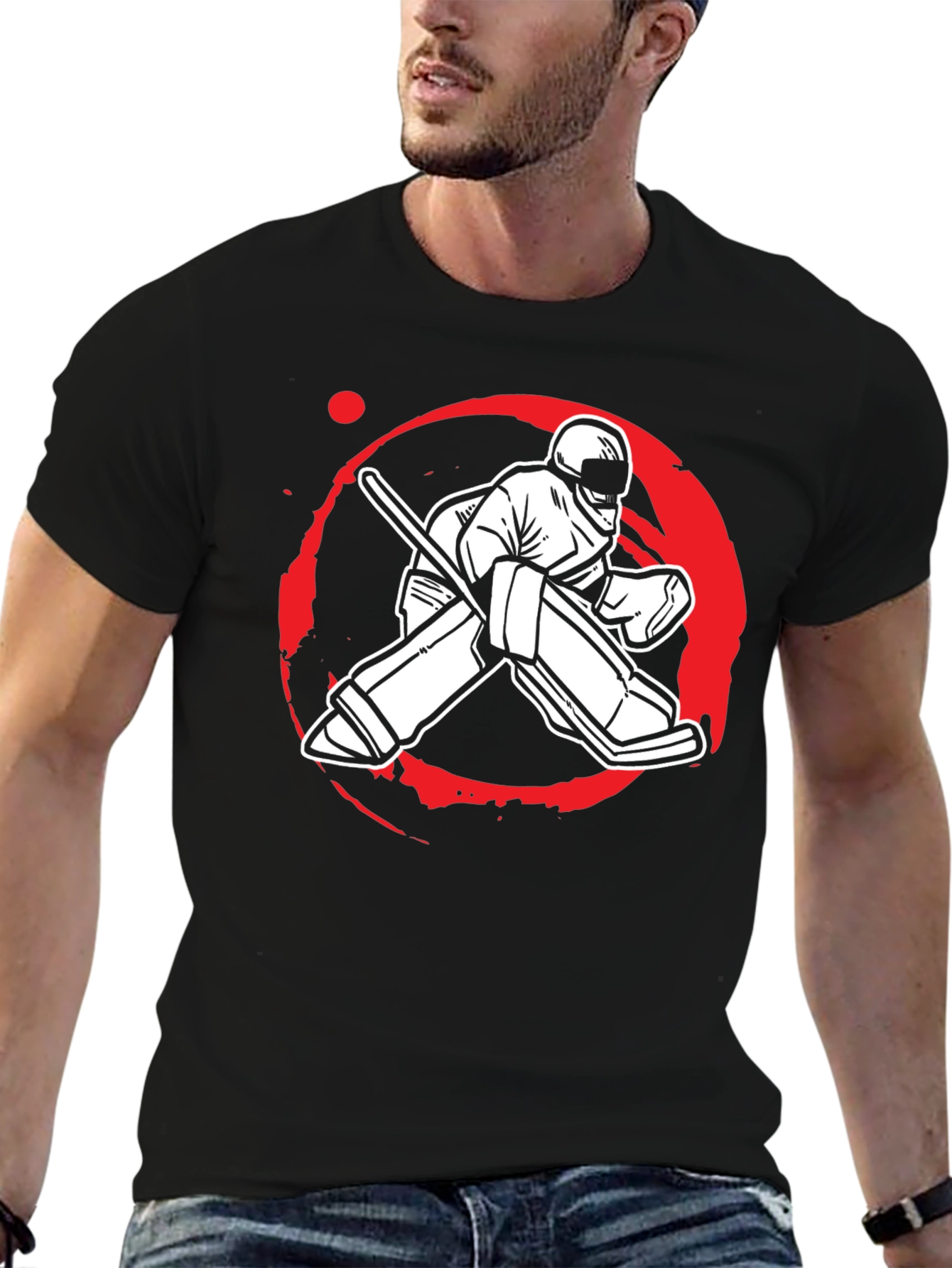 Hockey Goalie Graphic Tee - Black