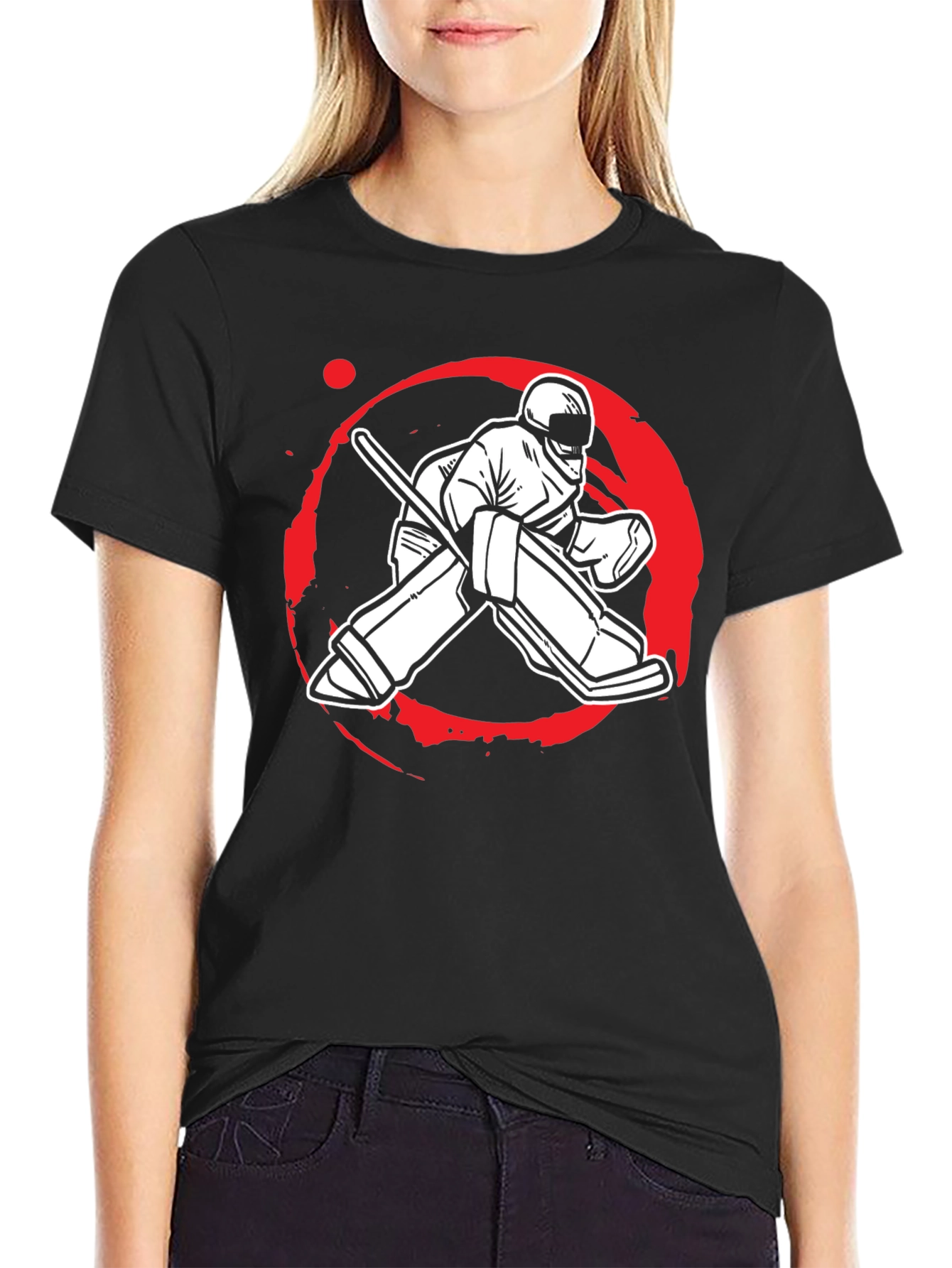 Hockey Goalie Graphic Tee - Black