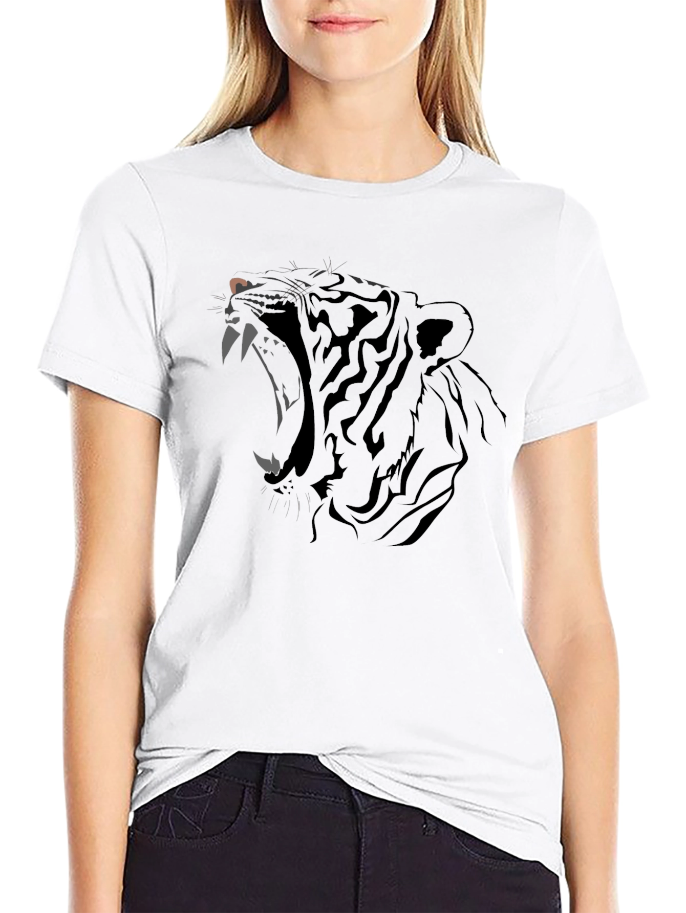 Mens Black Graphic Tee - Roaring Tiger Design
