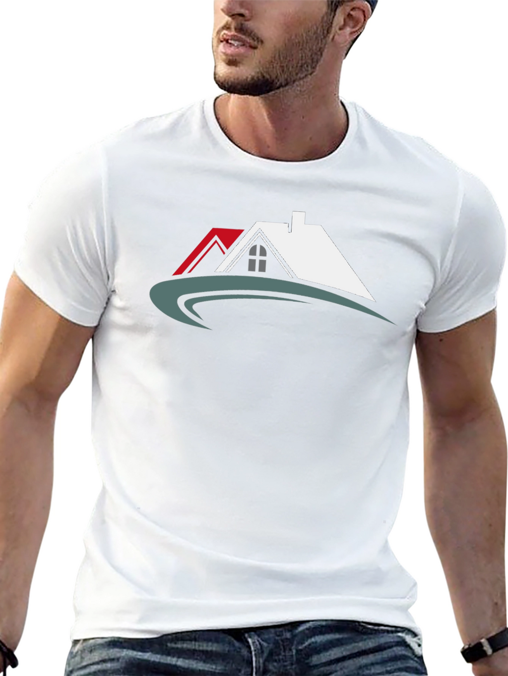 Black T-Shirt with House Graphic