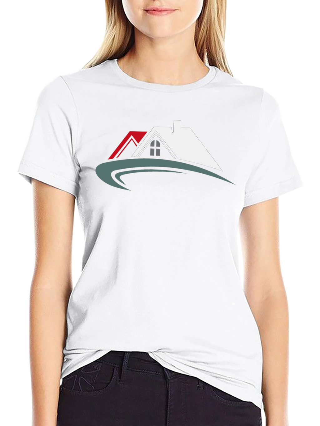 Black T-Shirt with House Graphic