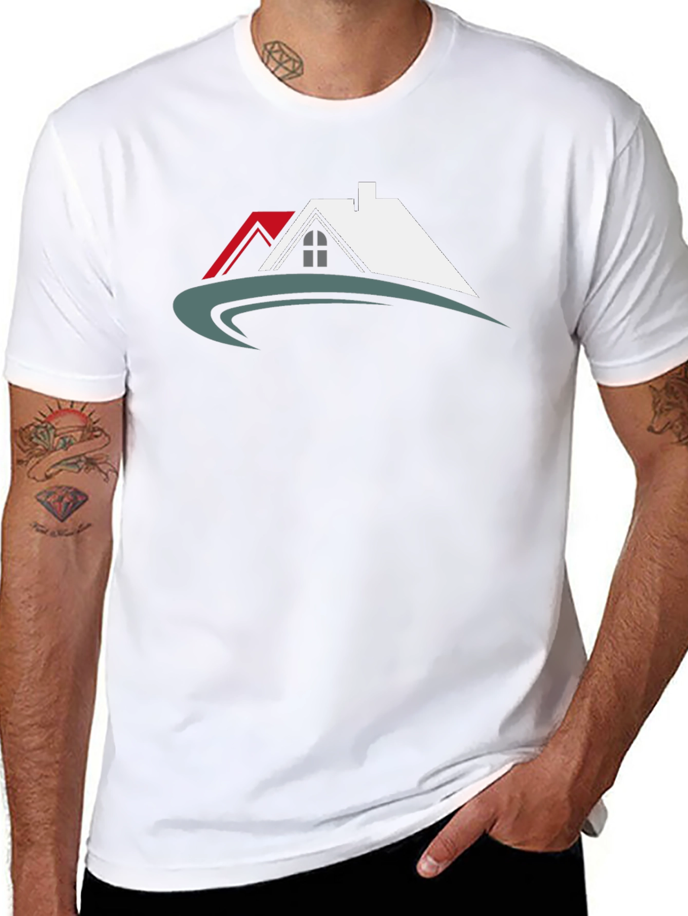 Black T-Shirt with House Graphic