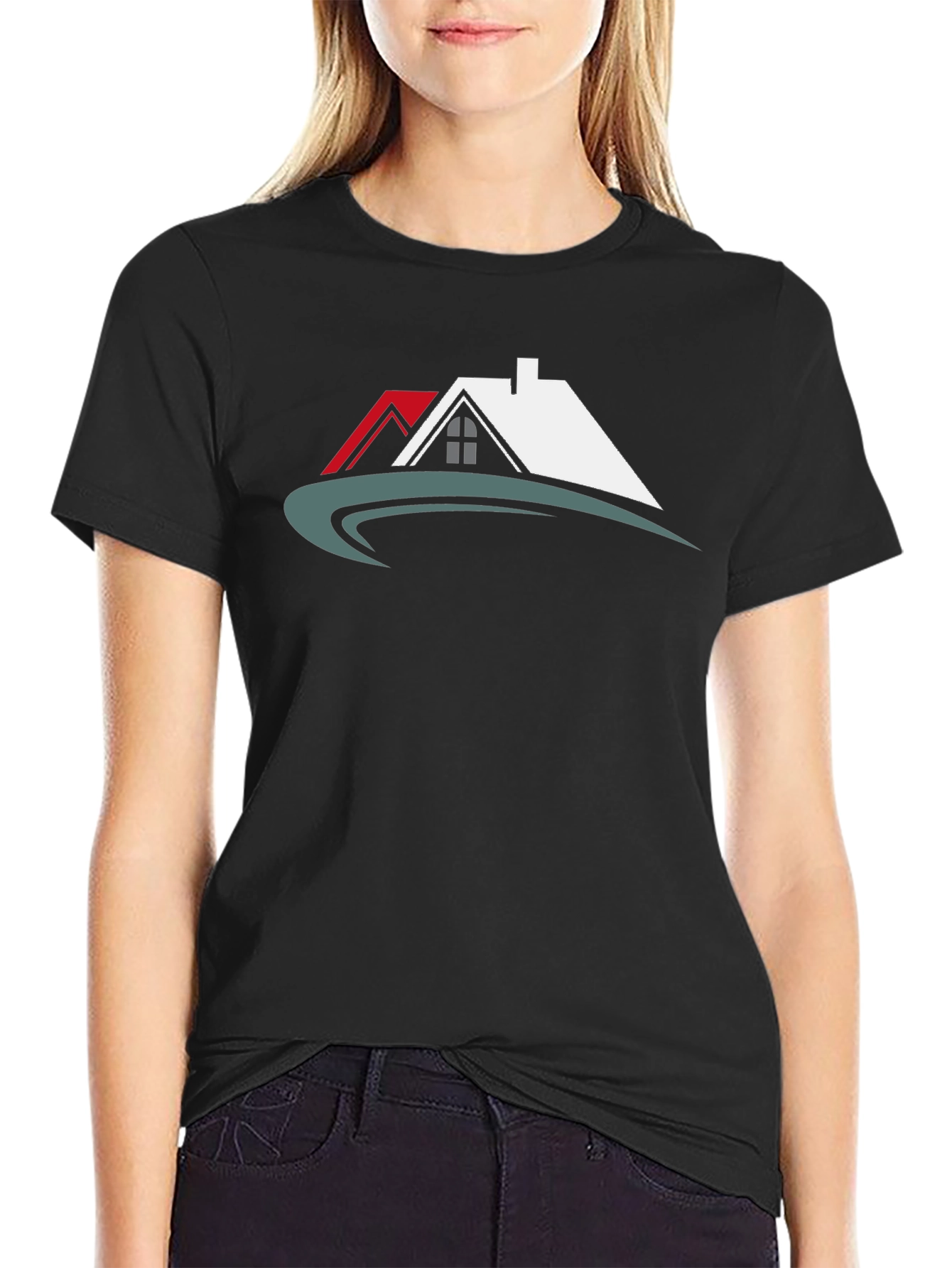 Black T-Shirt with House Graphic