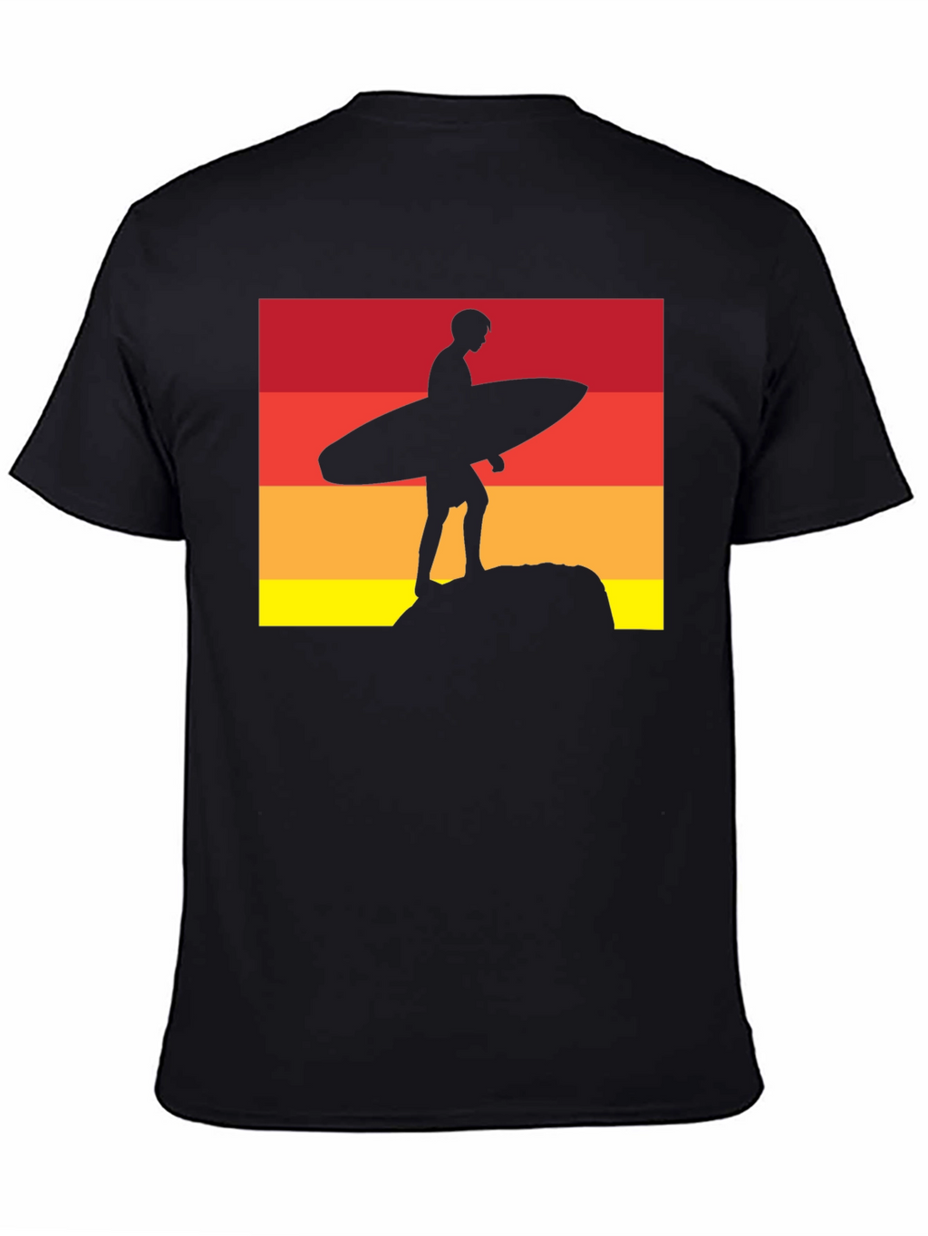 Sunset Surfer Graphic Tee - Black Cotton T-Shirt
