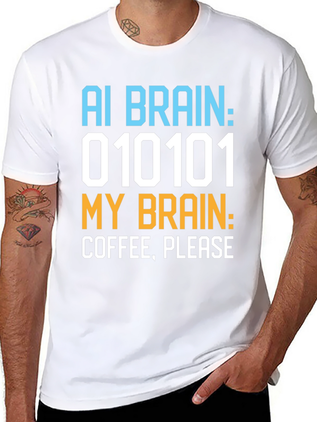 AI Brain Coffee Please Graphic T-Shirt