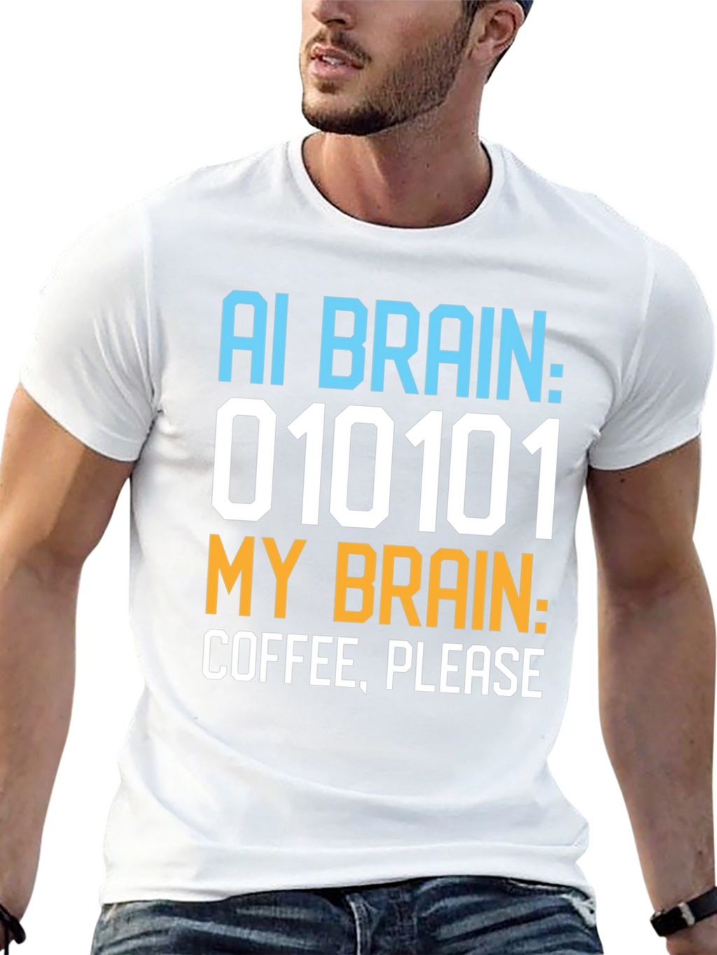 AI Brain Coffee Please Graphic T-Shirt
