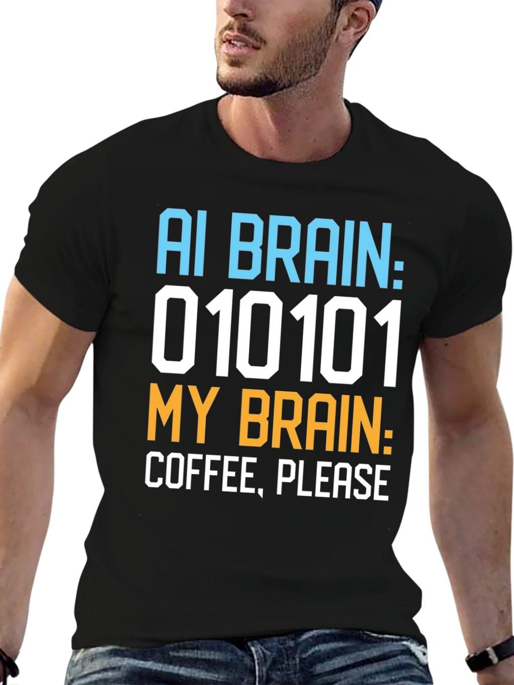 AI Brain Coffee Please Graphic T-Shirt