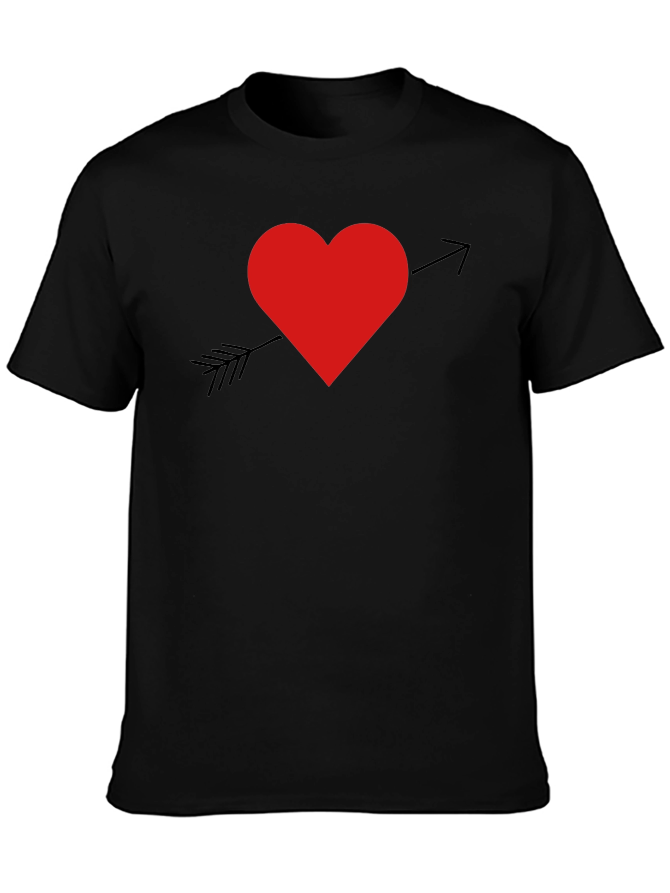 Heart Arrow Graphic T-Shirt - Black Cotton Blend