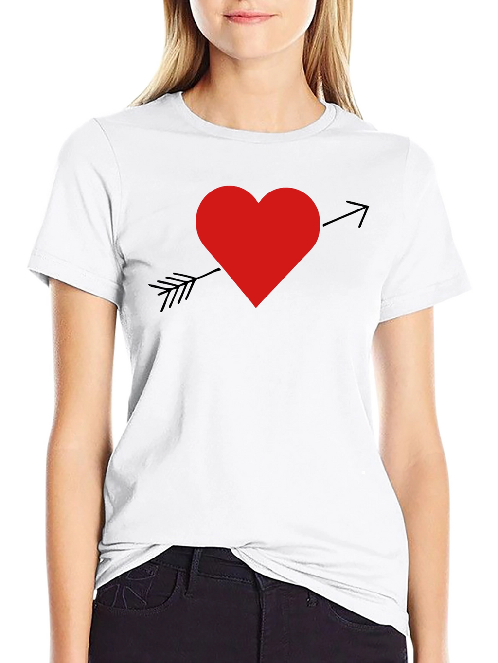 Heart Arrow Graphic T-Shirt - Black Cotton Blend