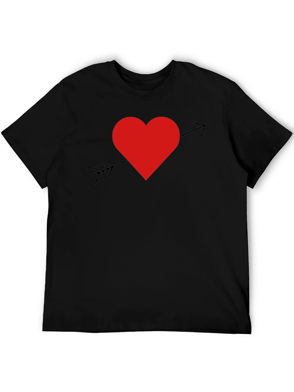 Heart Arrow Graphic T-Shirt - Black Cotton Blend