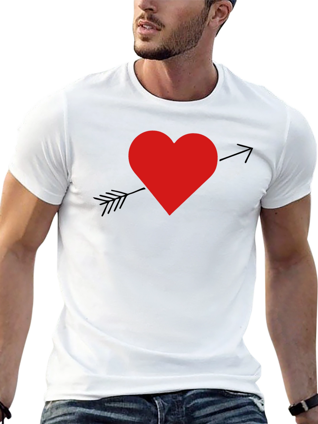 Heart Arrow Graphic T-Shirt - Black Cotton Blend