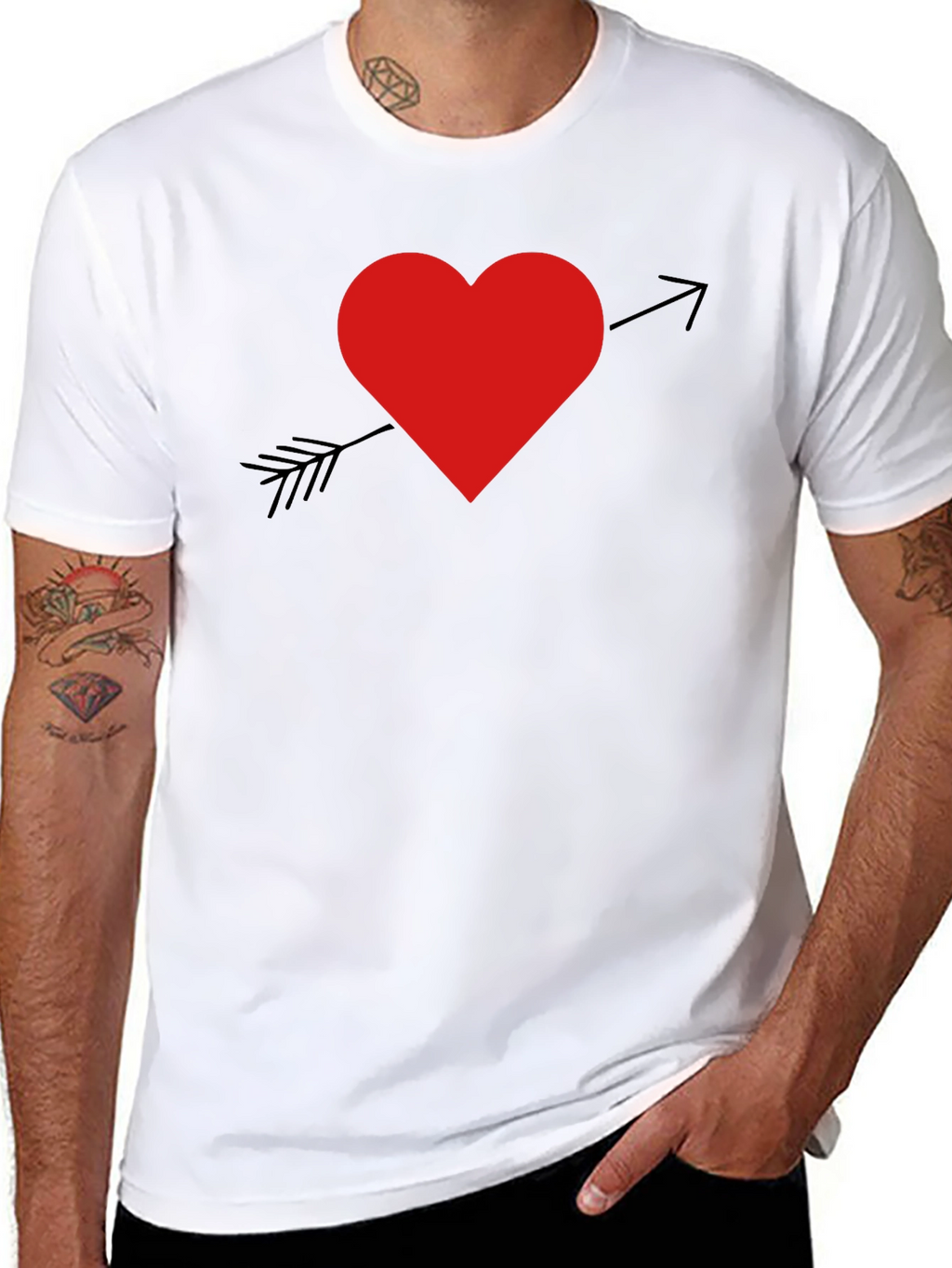 Heart Arrow Graphic T-Shirt - Black Cotton Blend