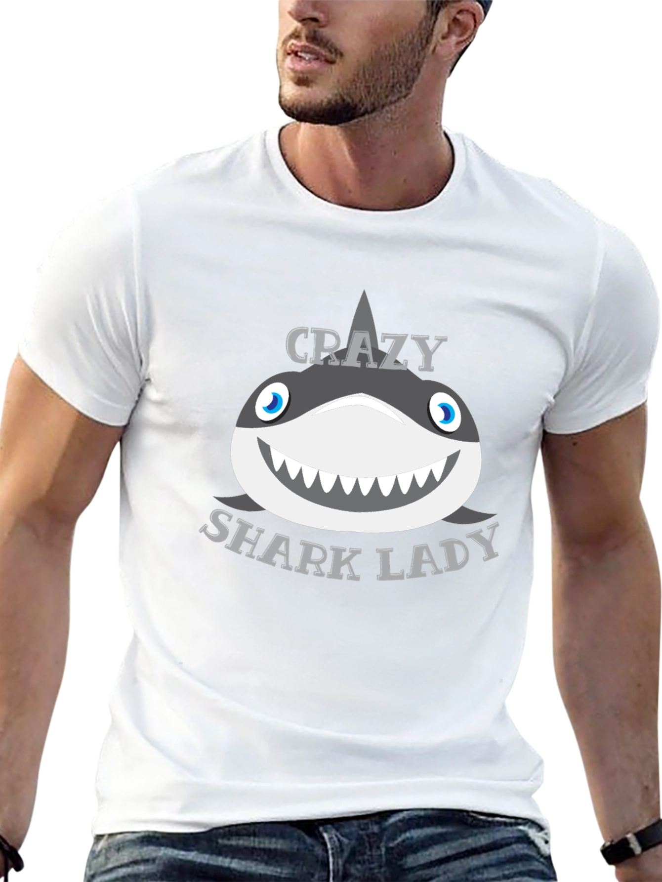 Crazy Shark Lady Graphic T-Shirt